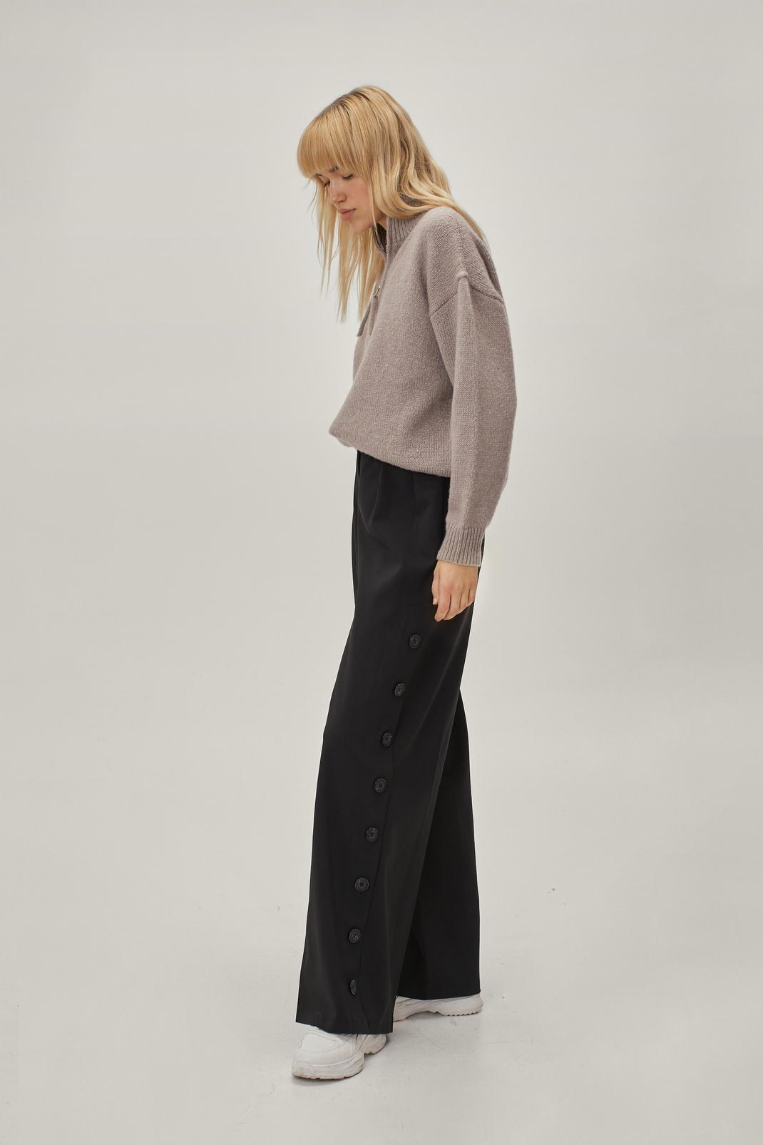 Button Detail High Waisted Tailored Trousers image number 1