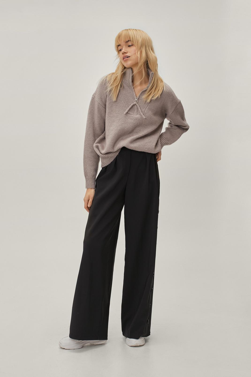 105 Button Detail High Waisted Tailored Trousers image number 2