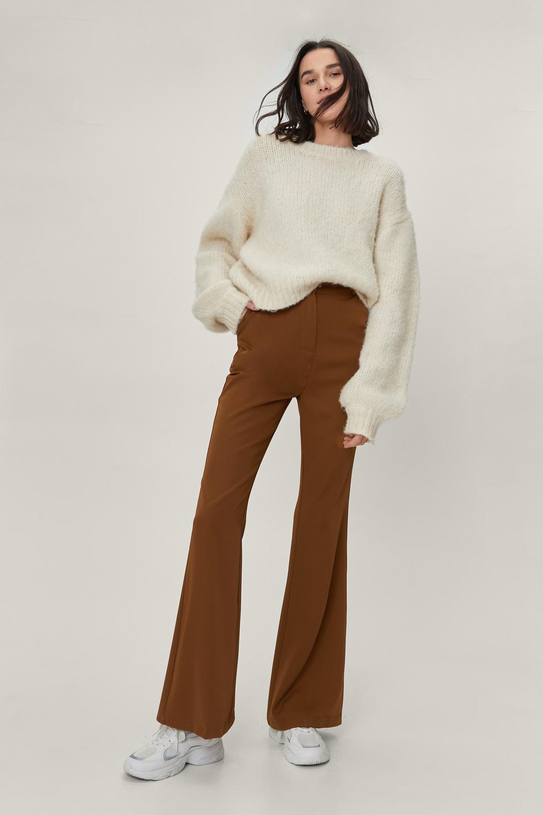 Camel Tailored High Waisted Flared Pants image number 1