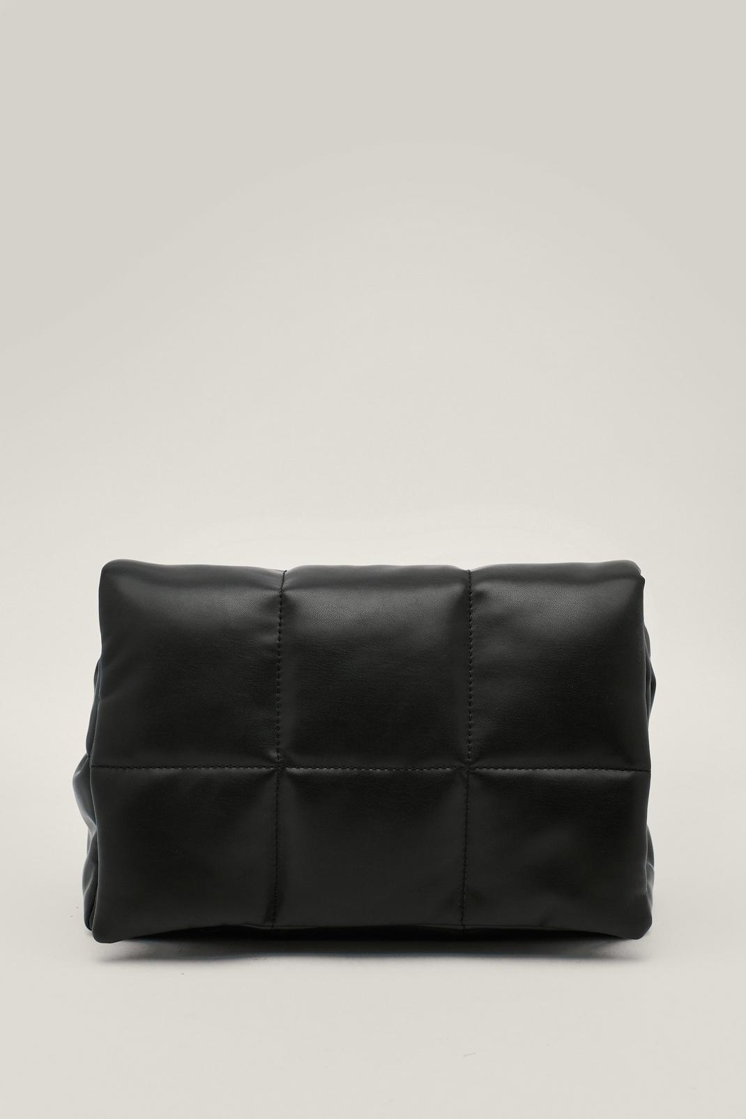 Black Faux Leather Padded Day Bag image number 1