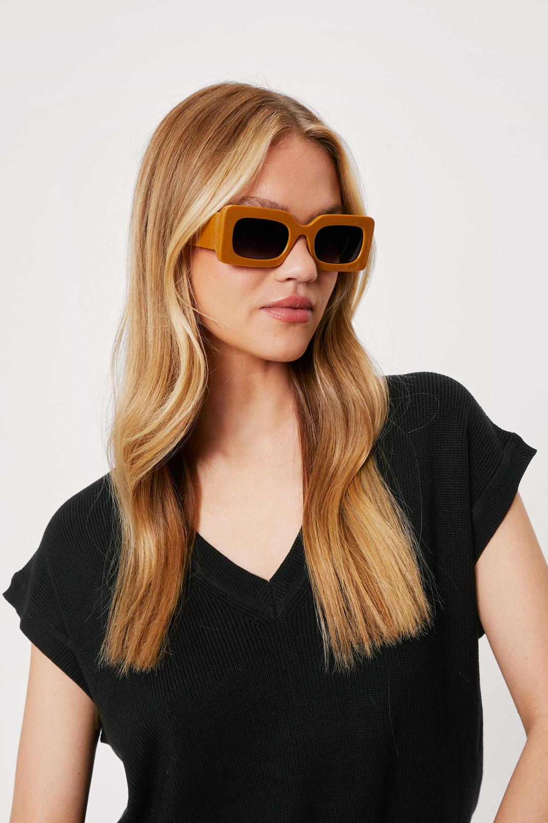Mustard Chunky Rectangle Frame Sunglasses image number 1
