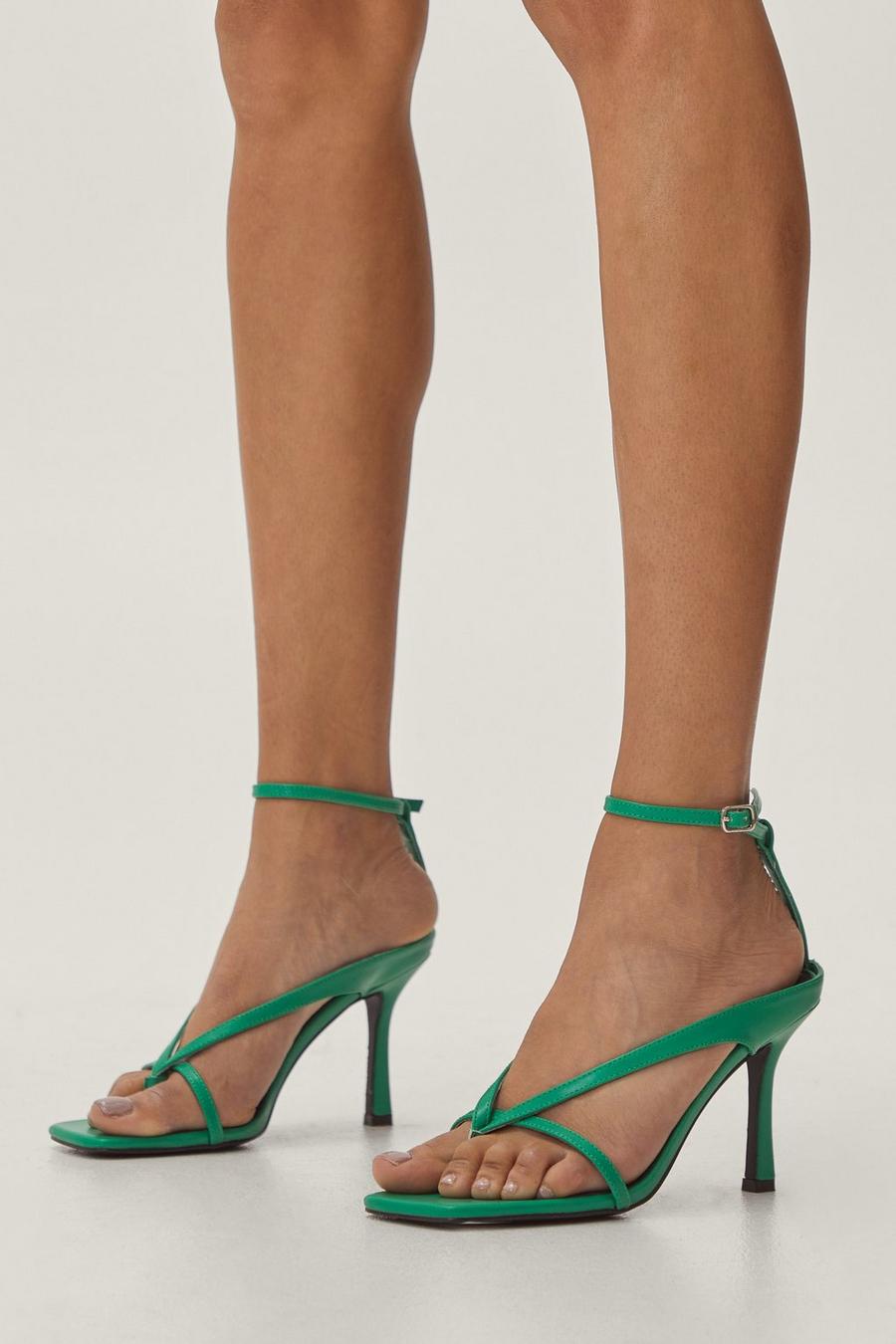 Strappy Stiletto Faux Leather Heels