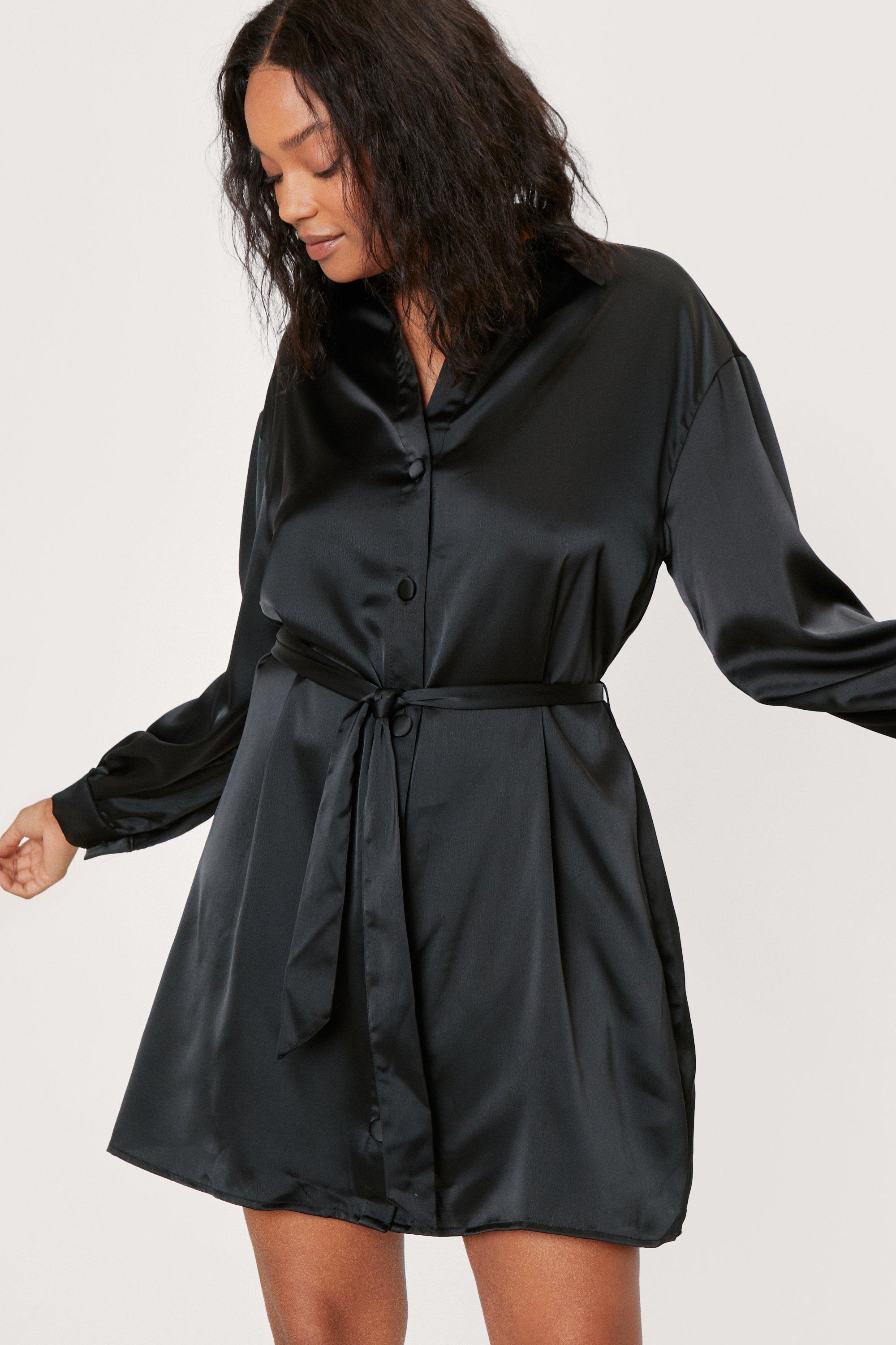 plus satin shirt dress