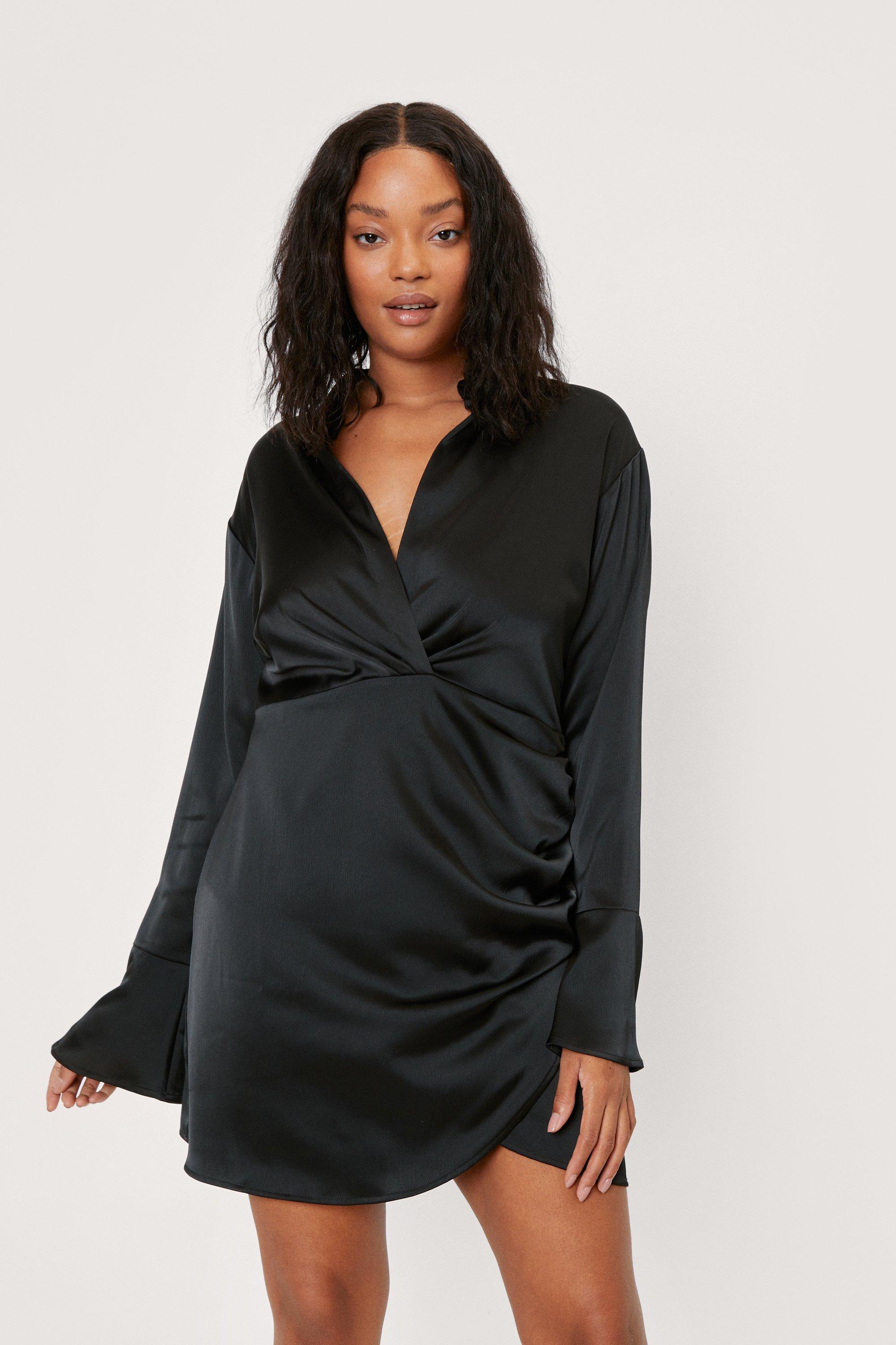 plus satin shirt dress