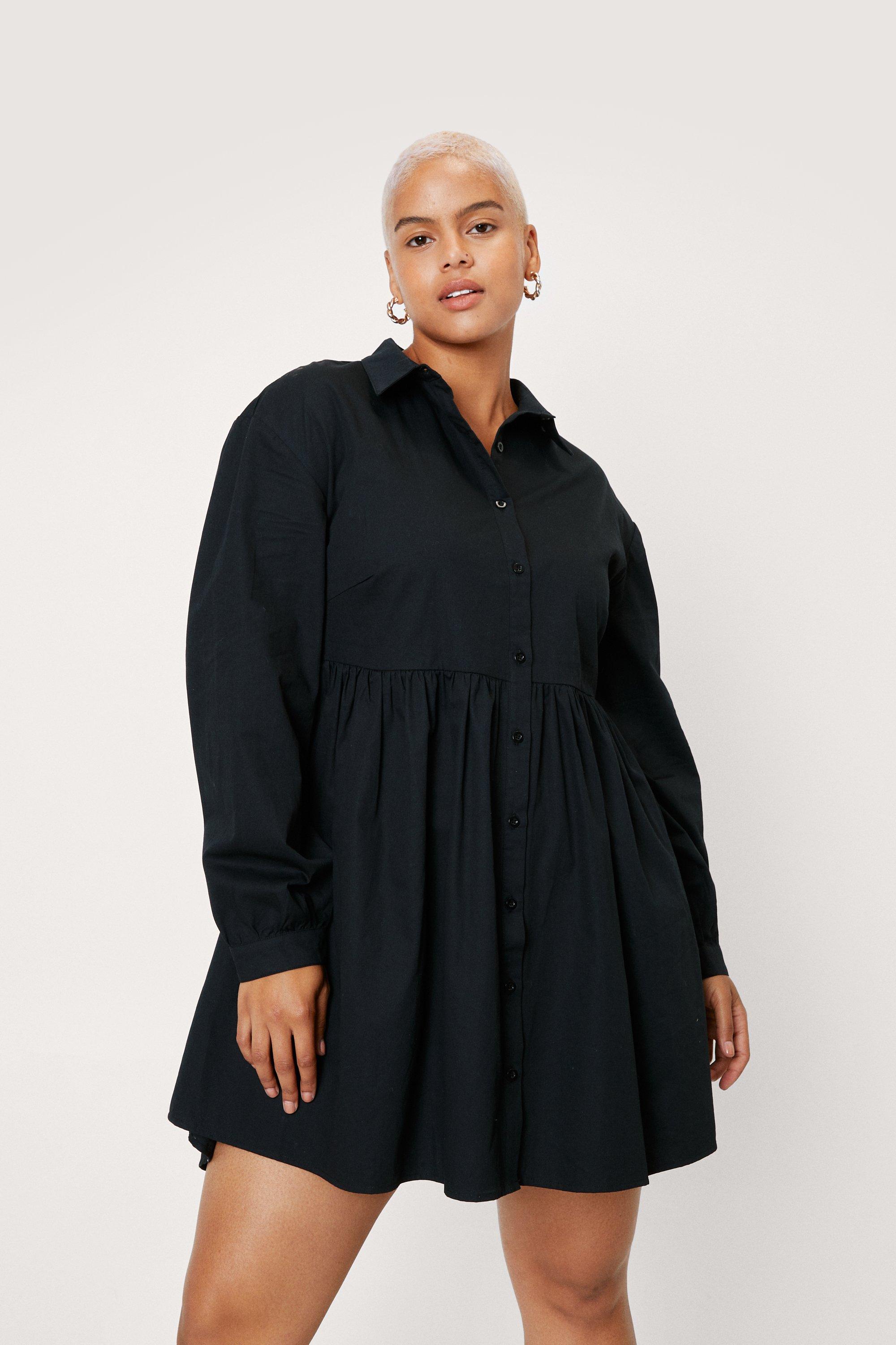 Plus Size Black Smock Tunic Dress