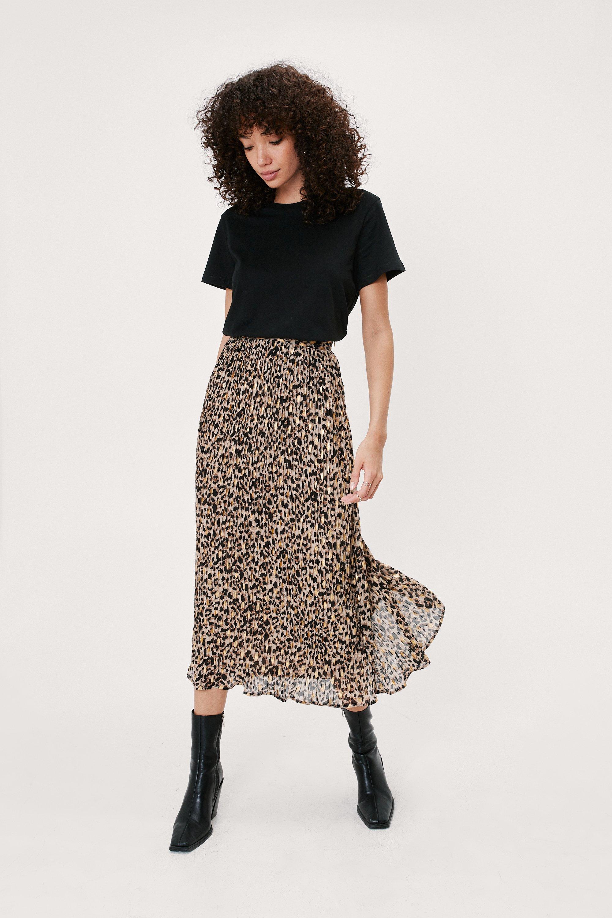 giraffe print midi skirt