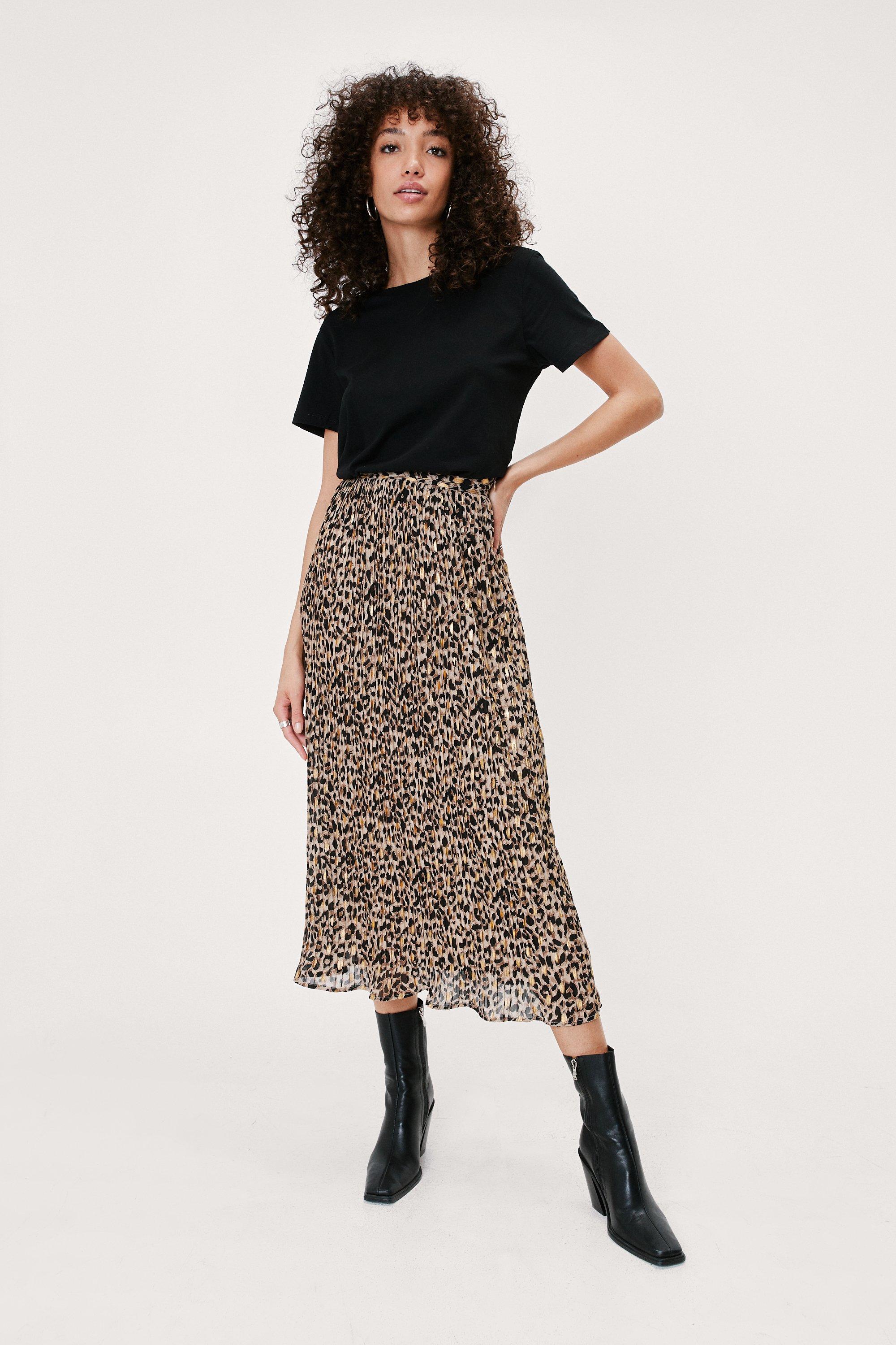 Chiffon Animal Pleated Midi Skirt | Nasty Gal