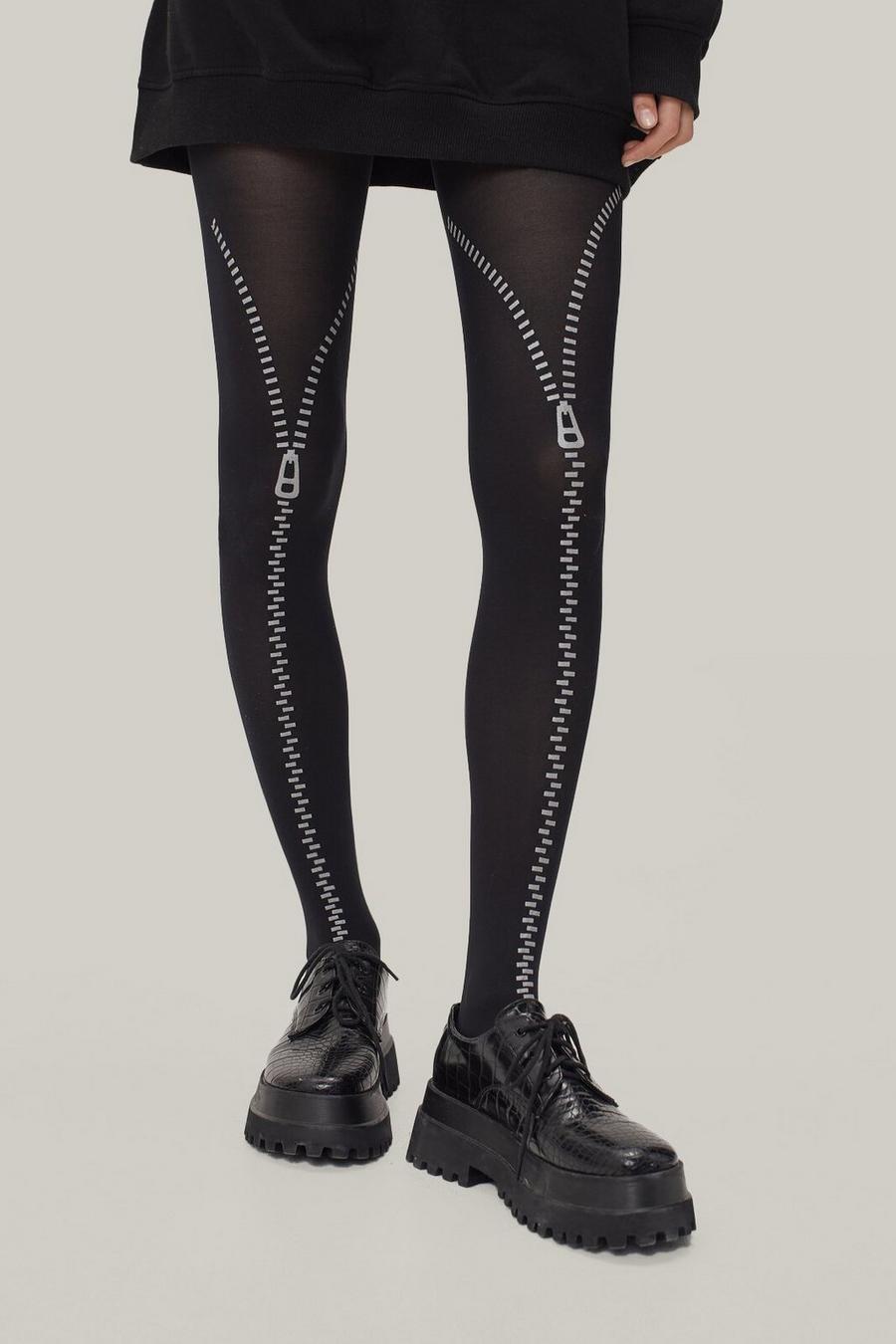 Zip Up Back Detail Tights