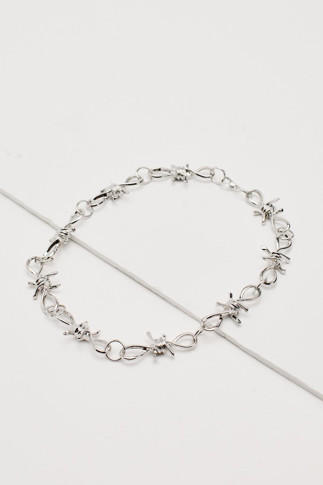 Silver Barbed Wire Necklace image number 1