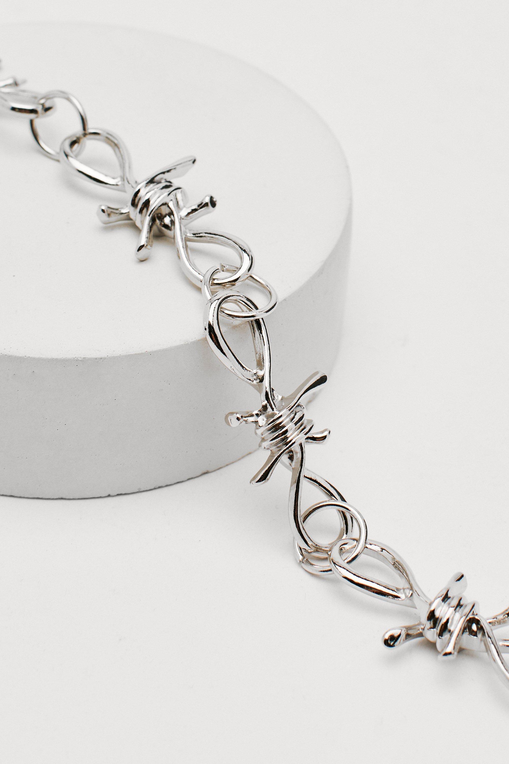 Sterling silver barbed wire on sale necklace