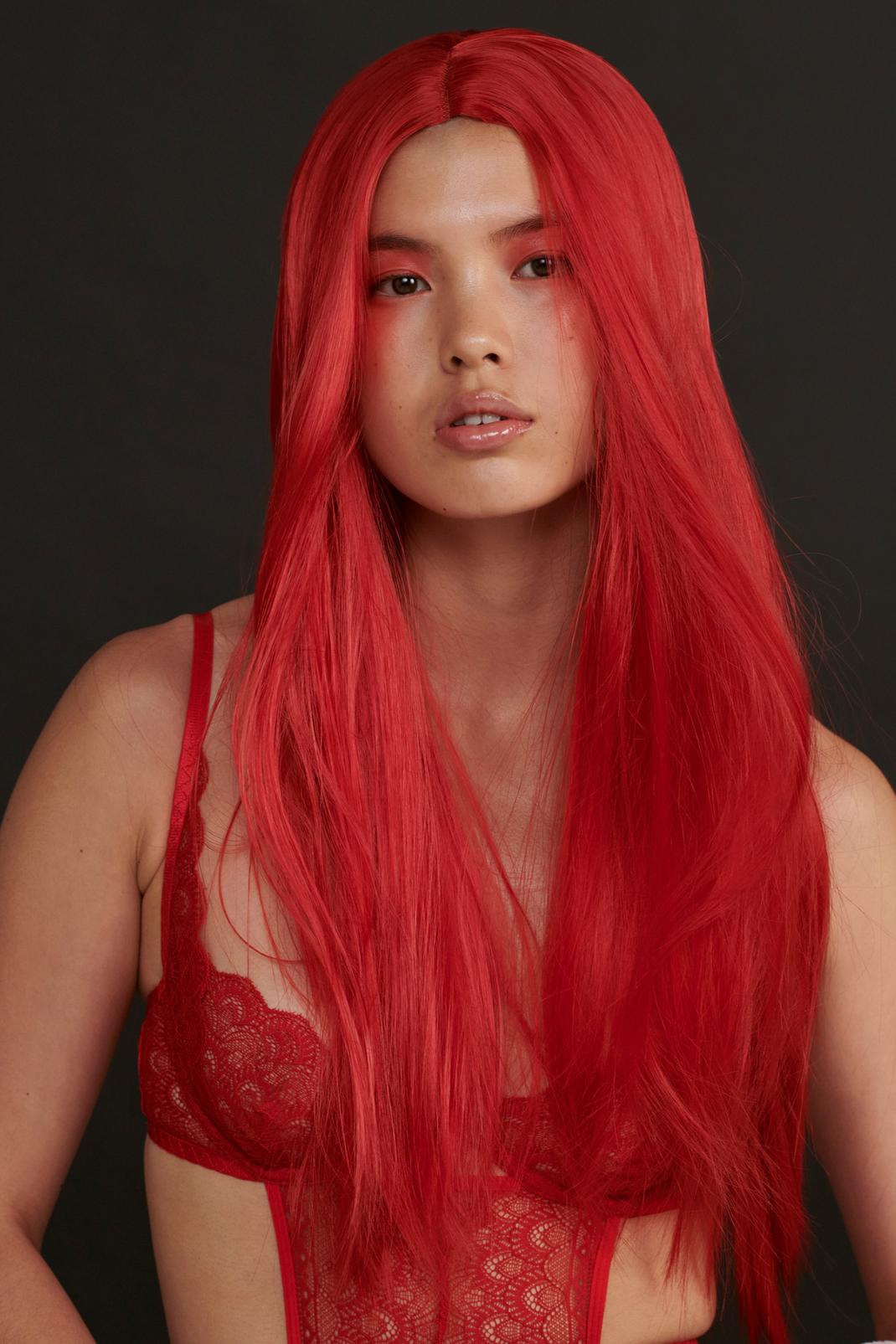 Long Red Straight Wig image number 1