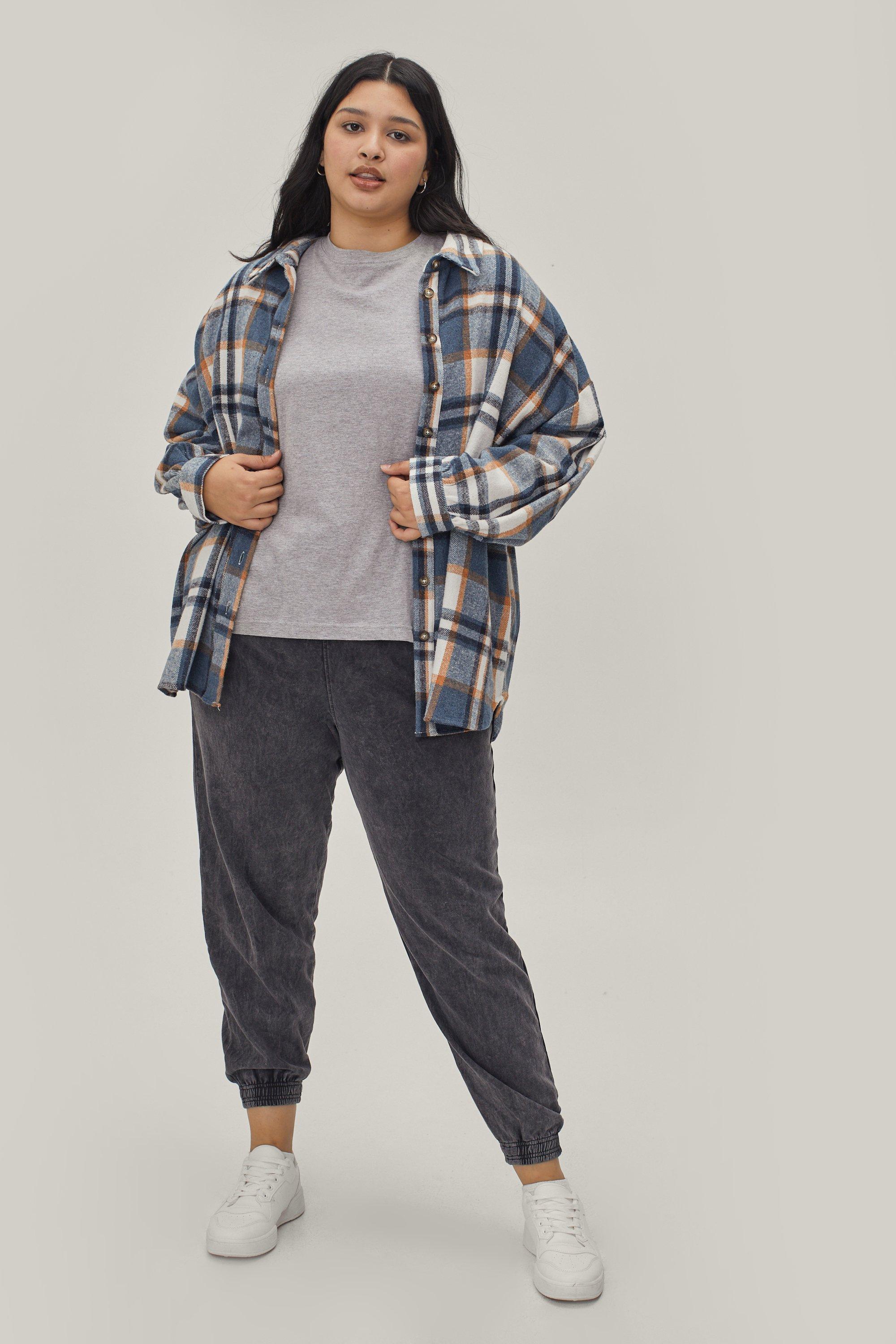 Plus Size Acid Wash Oversized Tracksuit Pants