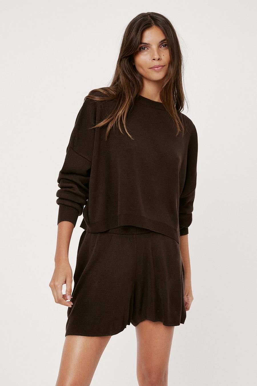 Knitted Crew Neck Jumper and Short Lounge Set