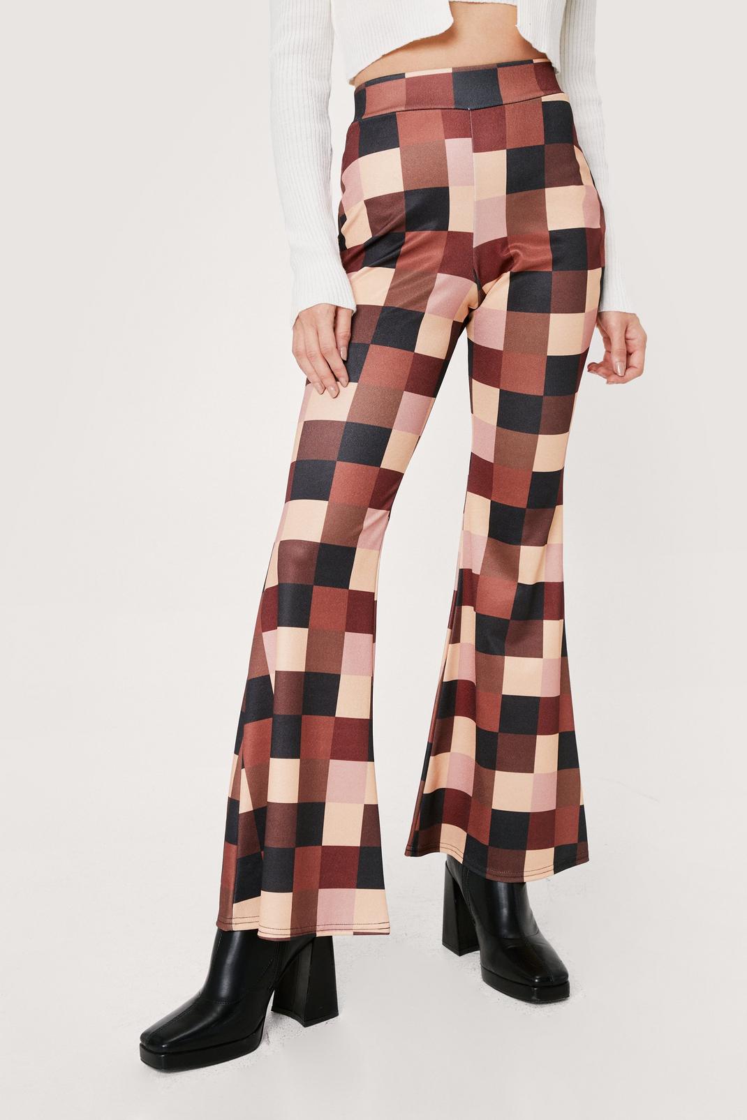 checkerboard pants red
