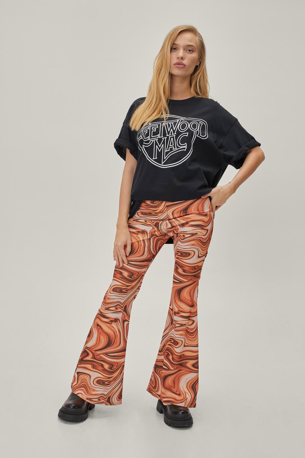 Petite Recycled Marble Print Flare Pants image number 1