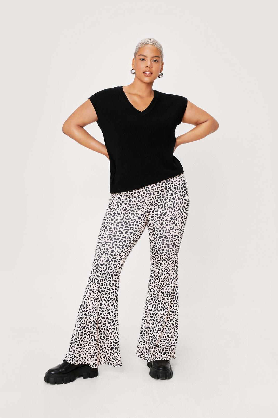 Animal Plus Size Recycled Leopard Print Flares image number 1