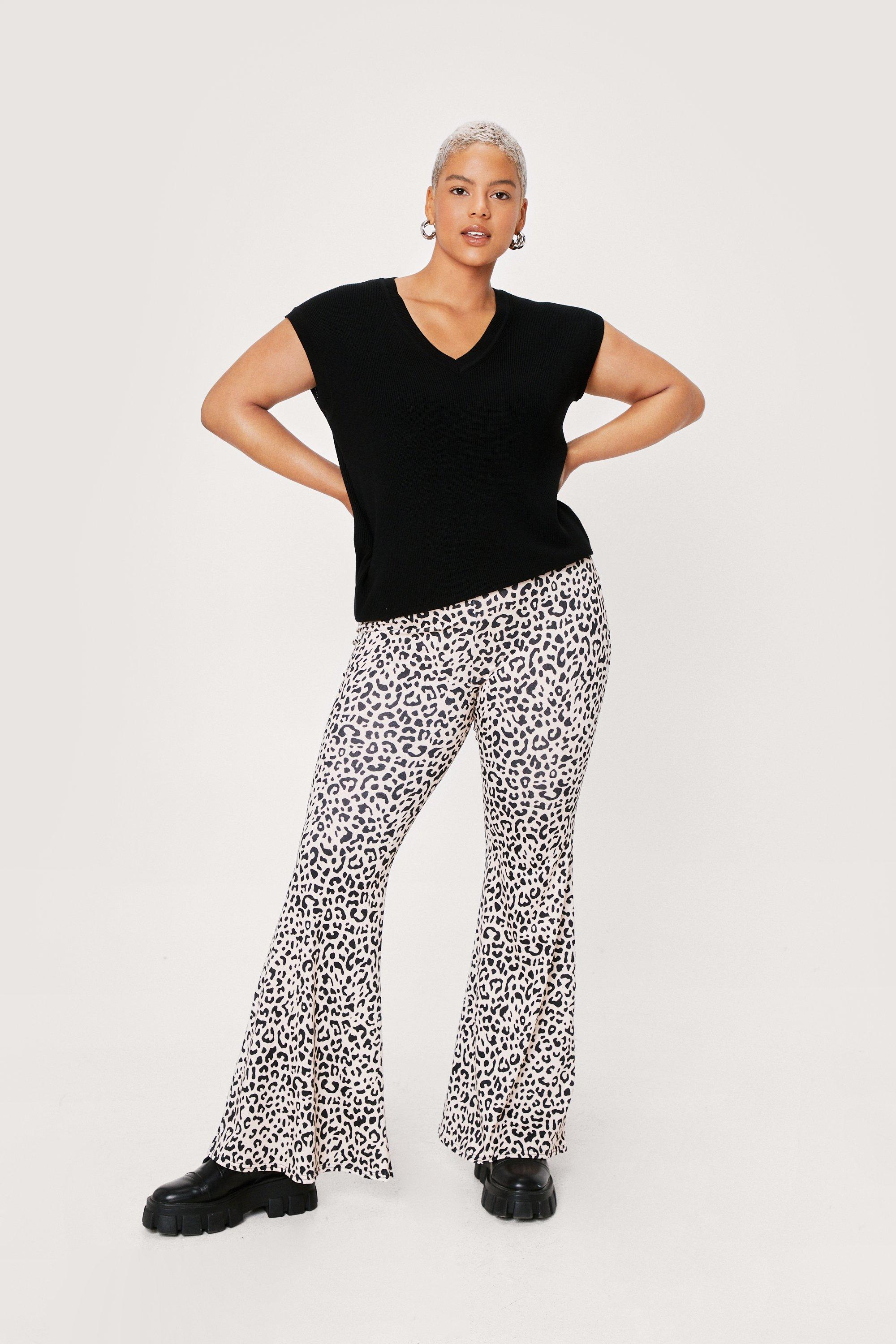 plus size leopard flare pants