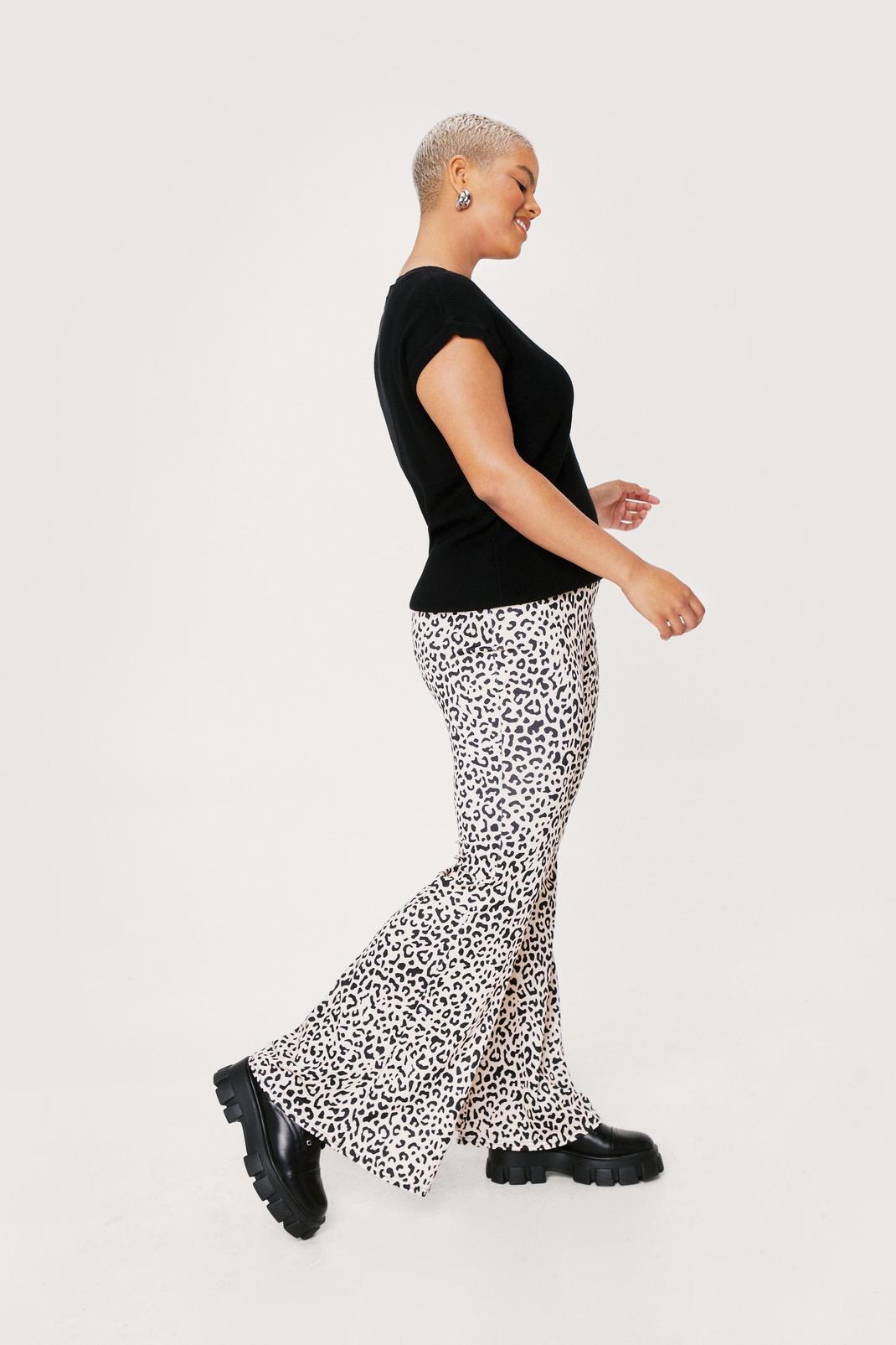176 Plus Size Recycled Leopard Print Flared Pants image number 2