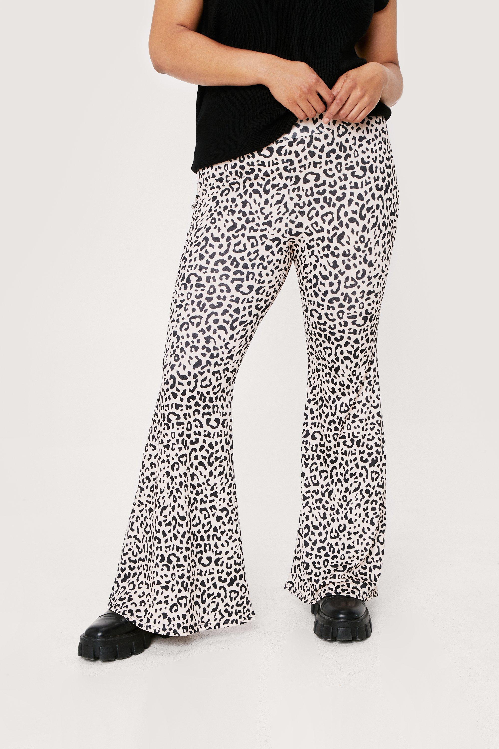 Plus Size Recycled Leopard Print Flare Pants