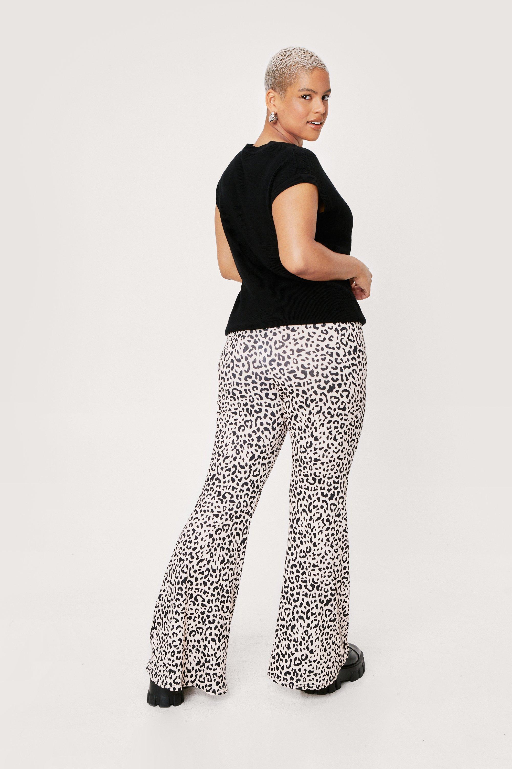 Plus Size Recycled Leopard Print Flare Pants