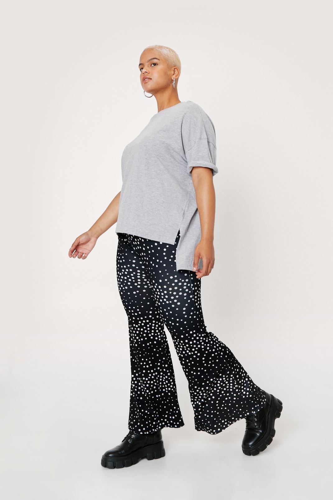 105 Plus Size Recycled Spot Print Flared Pants image number 2