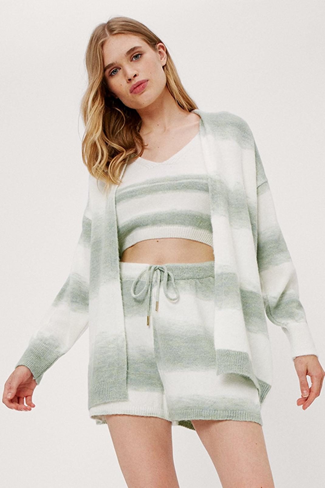 Sage Fluffy Ombre Loungewear Set With Shorts image number 1
