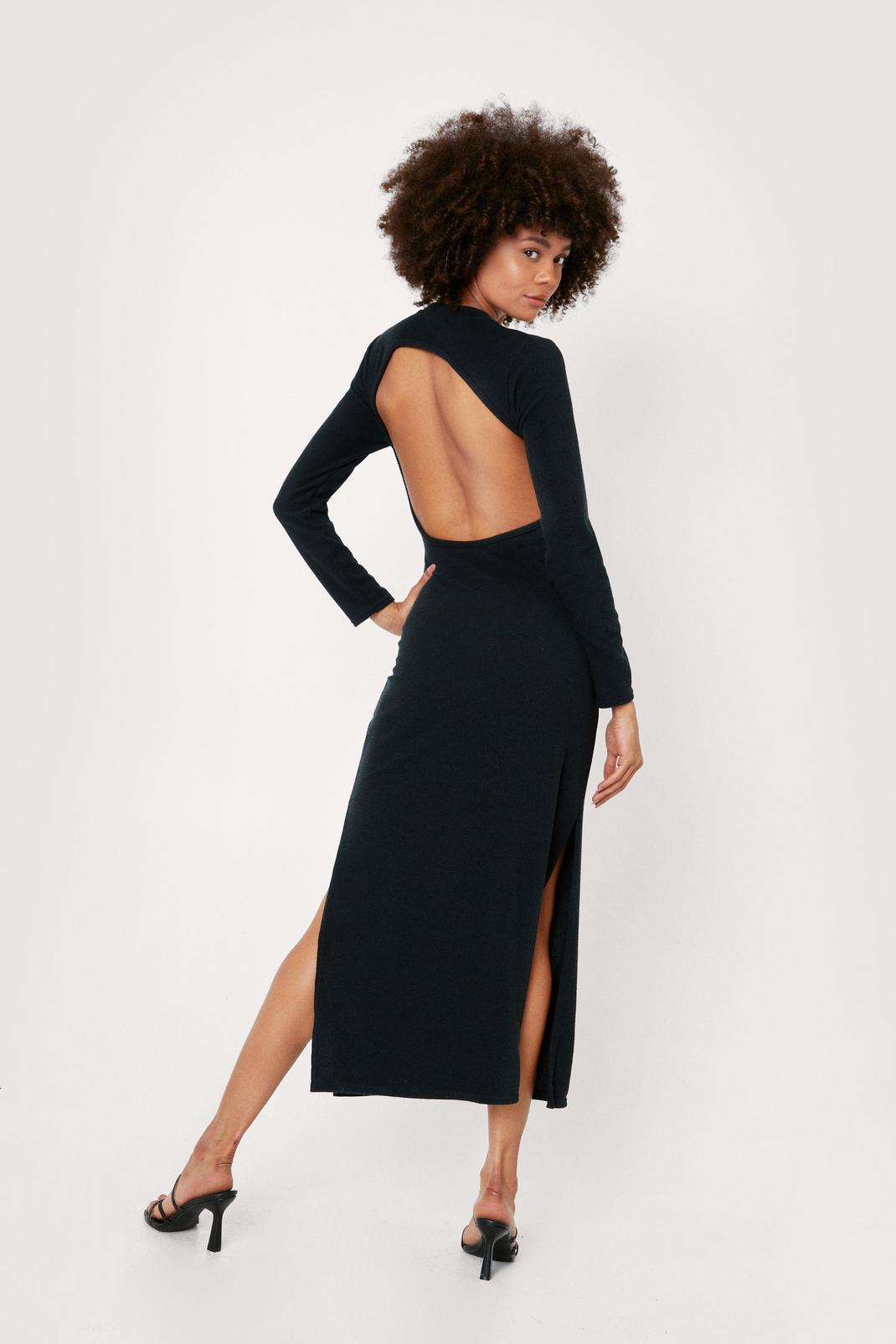 Black Backless Bodycon Midaxi Dress image number 1