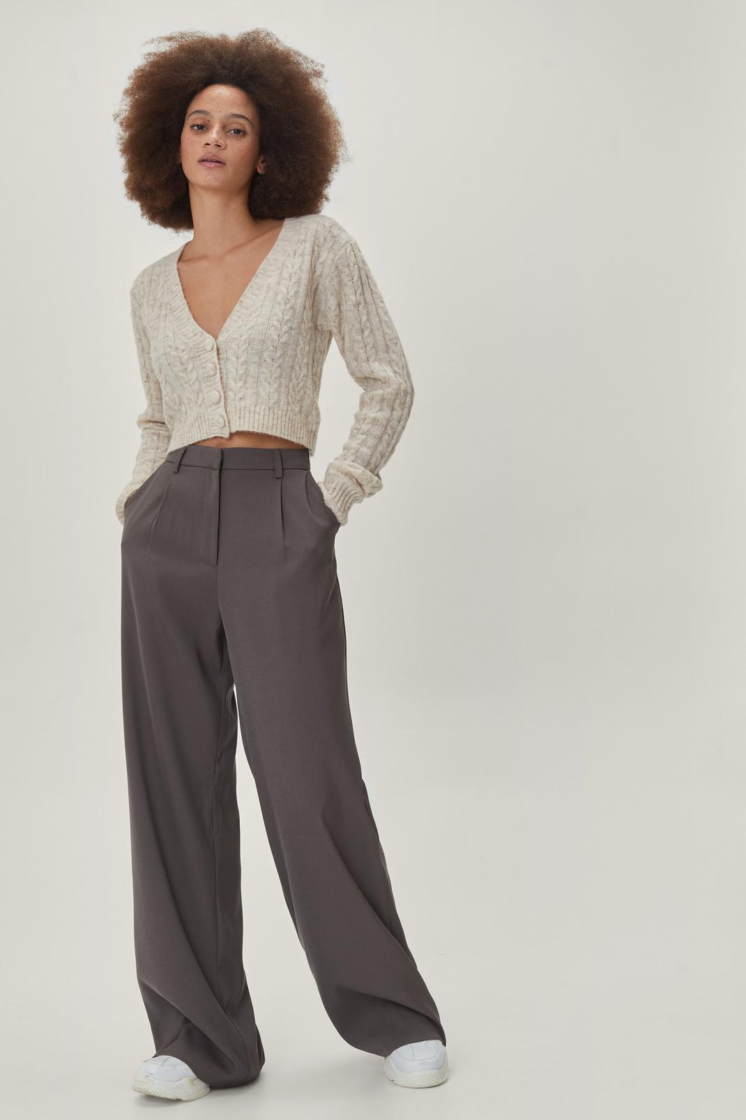 115 Pleated Wide Leg High Waisted Tailored Pants image number 2