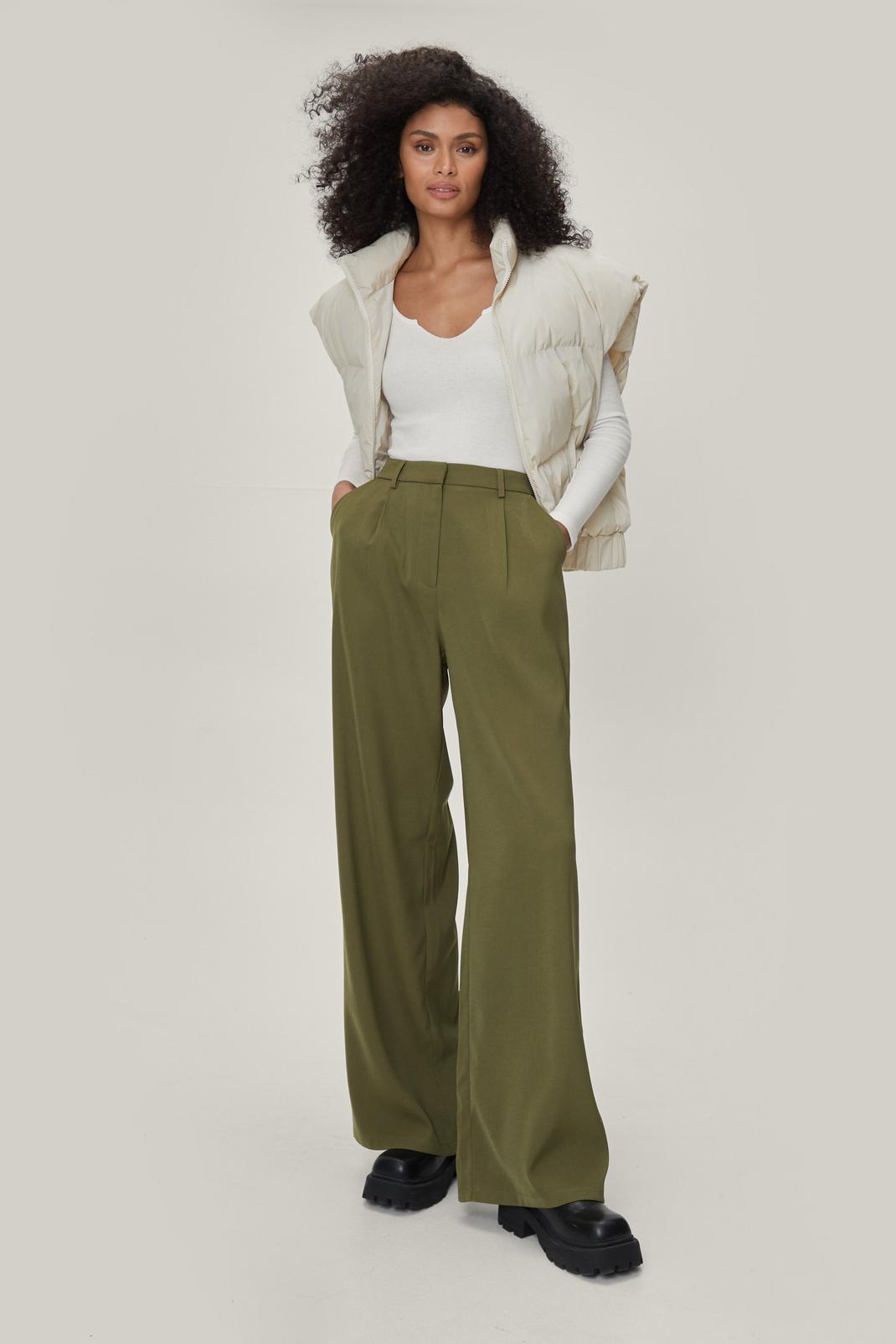 135 Pleated Wide Leg High Waisted Tailored Pants image number 1