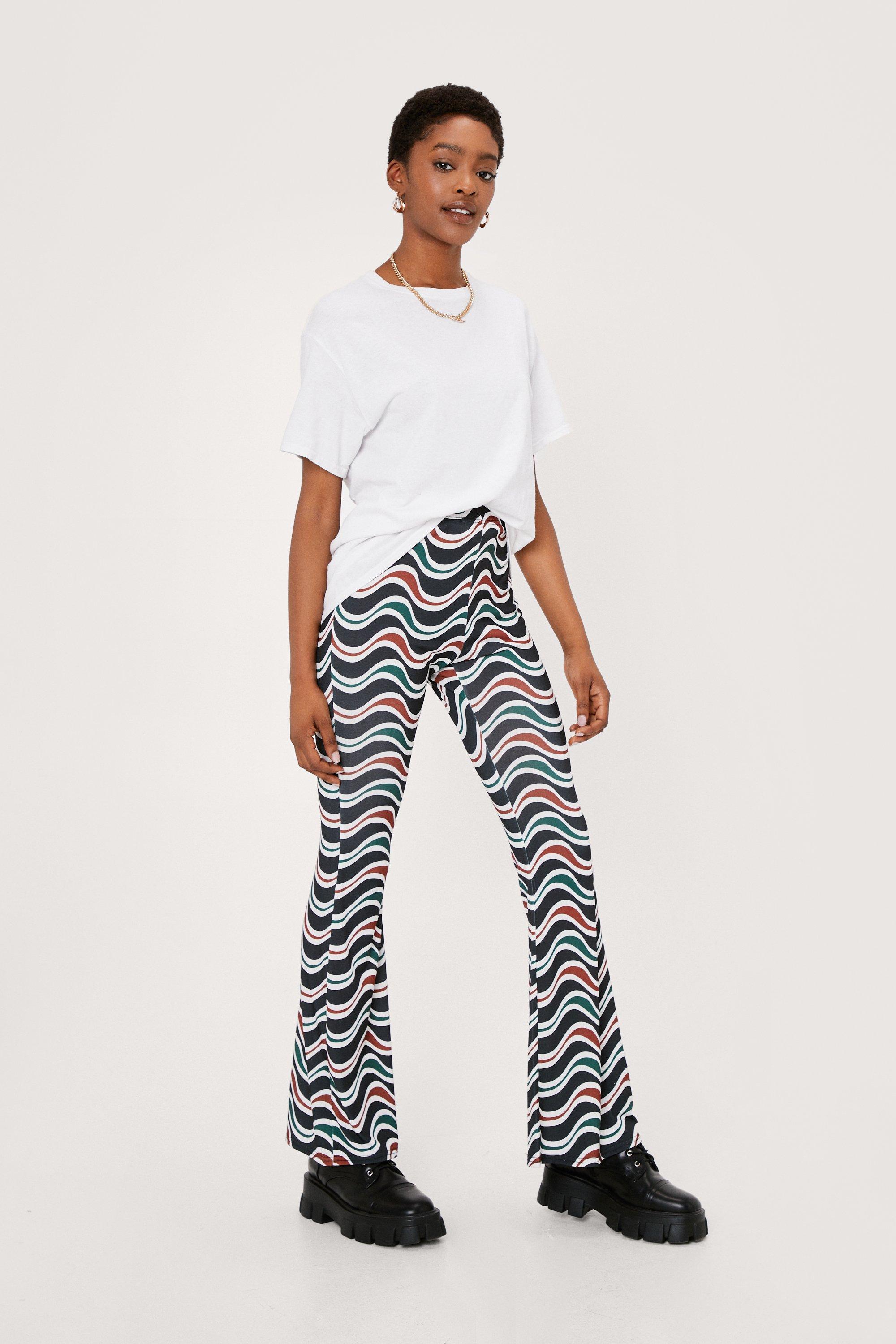 High rise printed hot sale flare pants