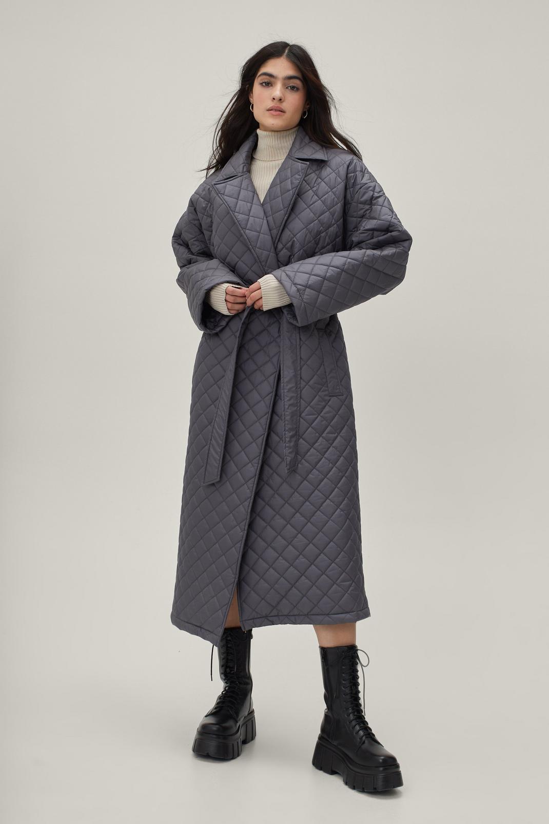 115 Quilted Belted Collared Maxi Coat image number 1