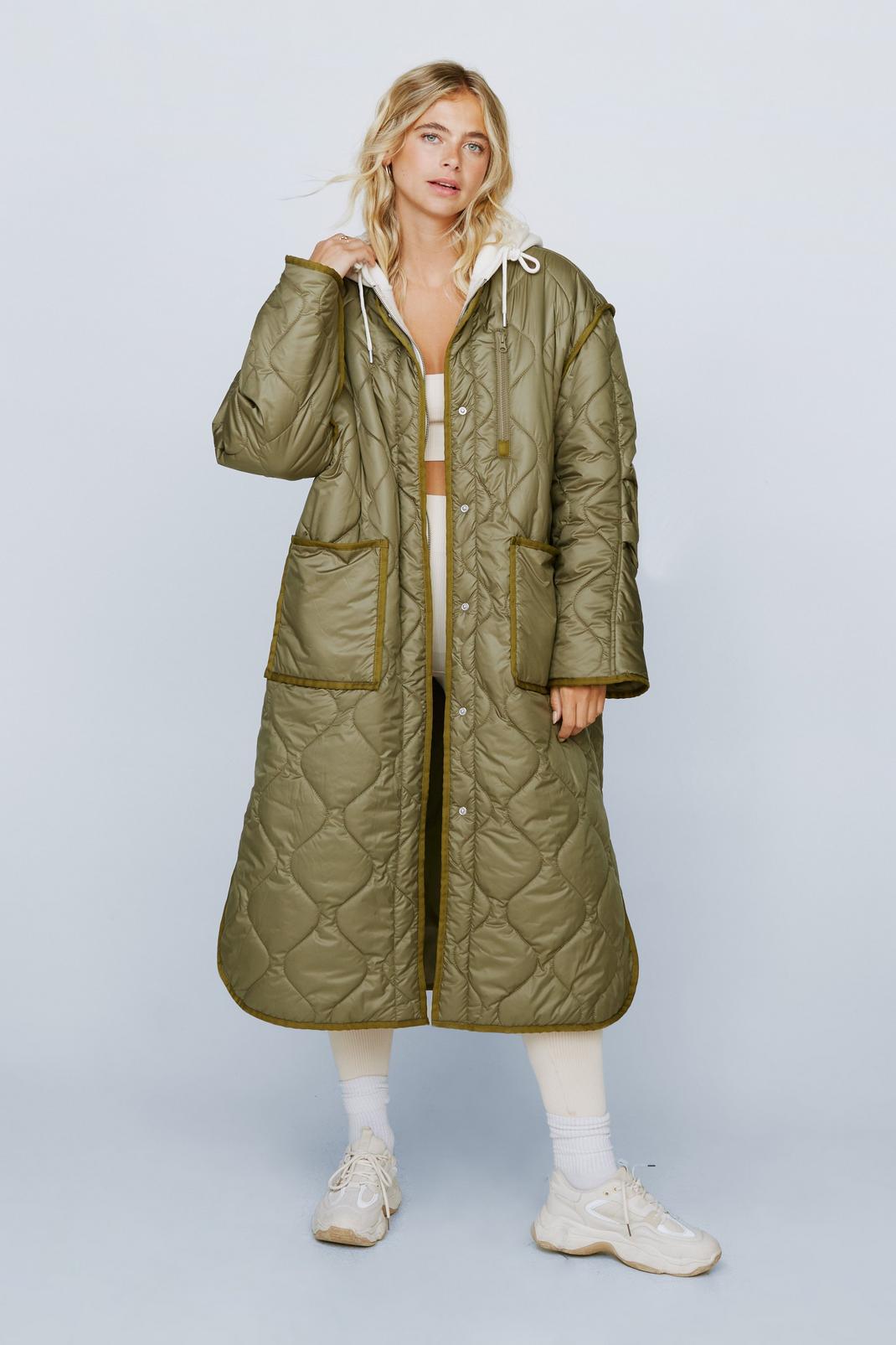 135 Quilted Oversized Collarless Longline Jacket image number 1