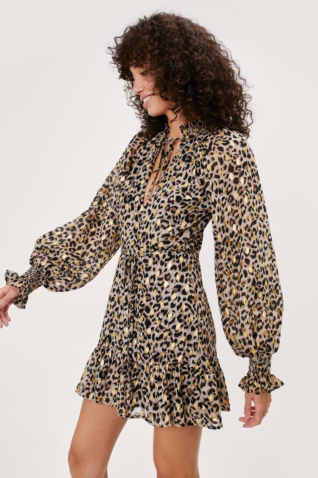 109 Leopard Volume Smock Dress image number 2