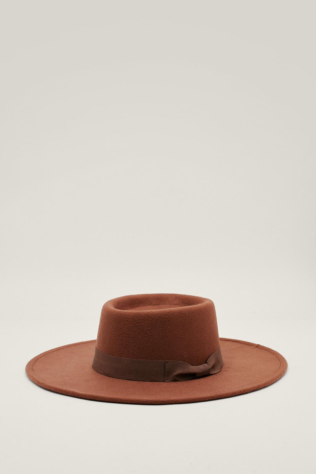 Chapeau fedora en feutre à bande contrastante, Brown image number 1
