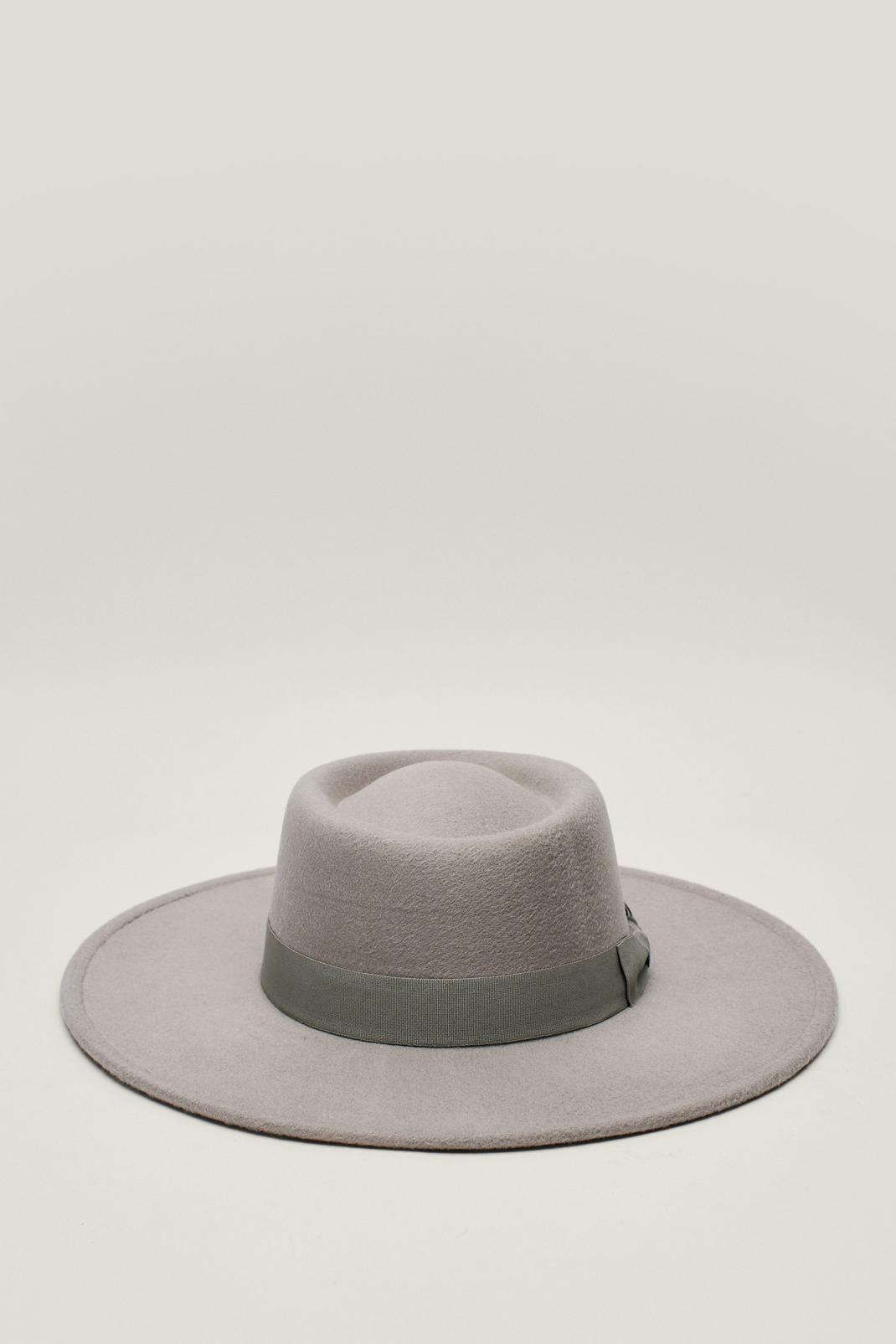 Chapeau fedora en feutre à bande contrastante, Grey image number 1