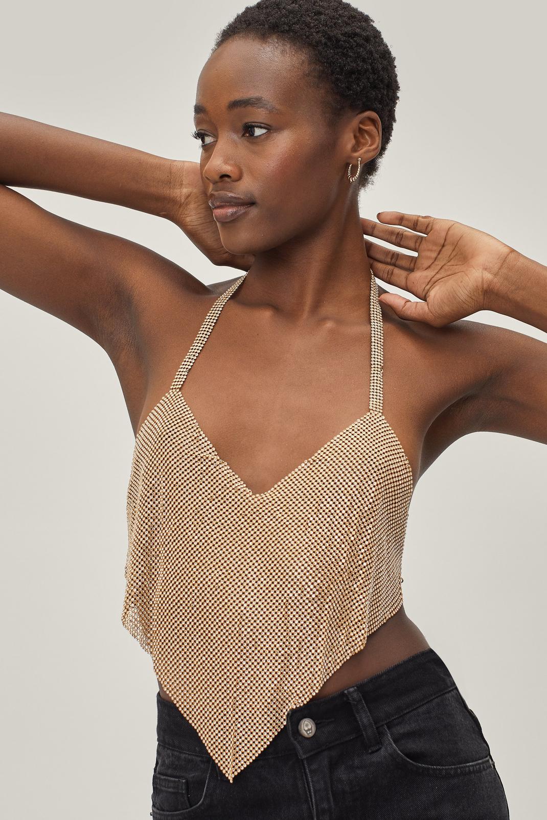 Gold Hanky Hem Chainmail Cami Top image number 1