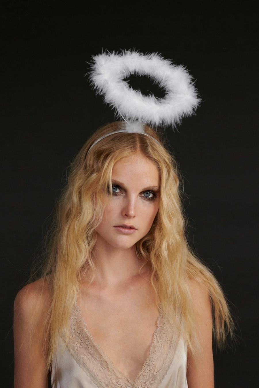 Synthetic Faux Angel Feather Halo Headband