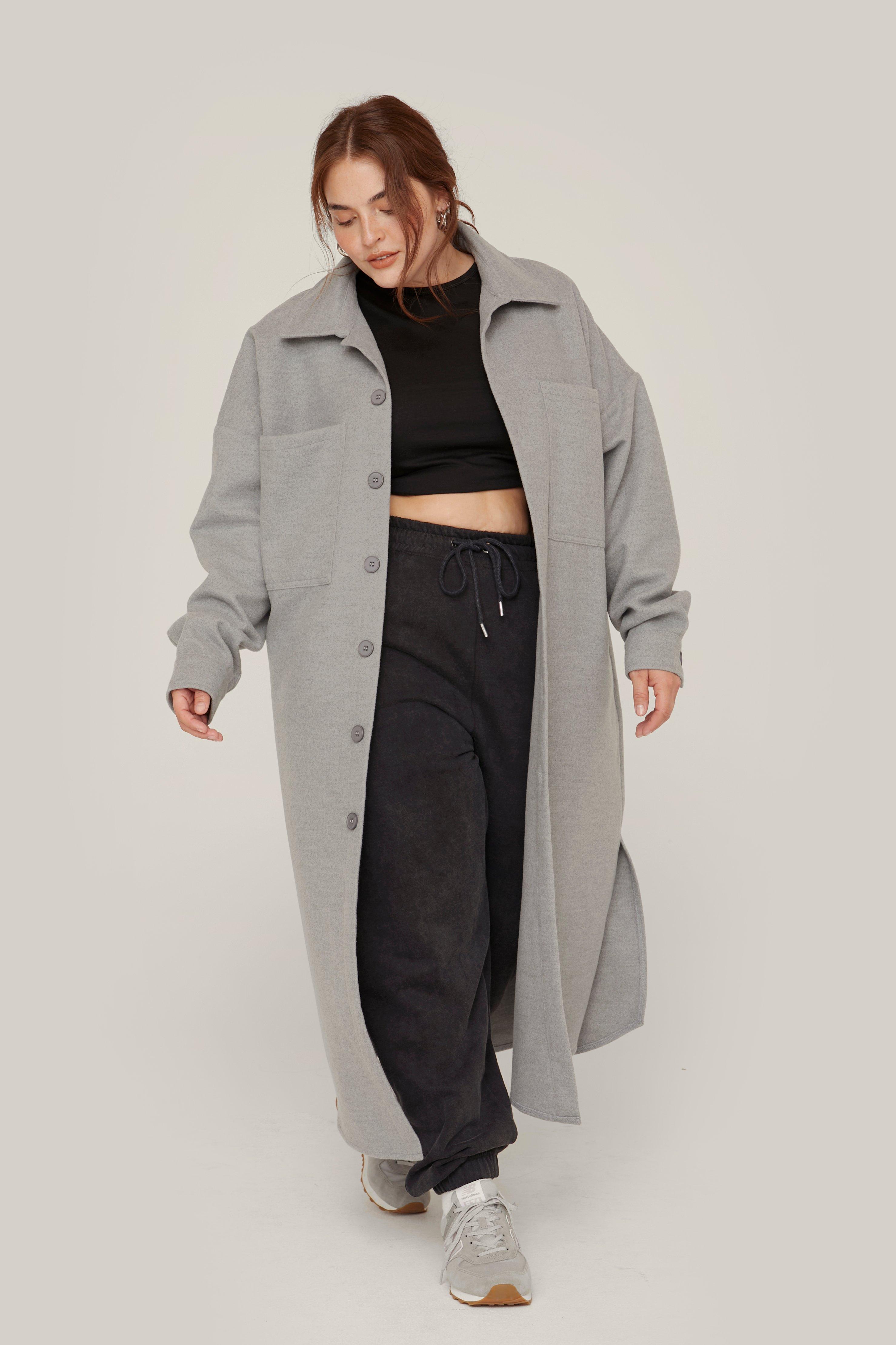 Plus size 2025 wool trench coat