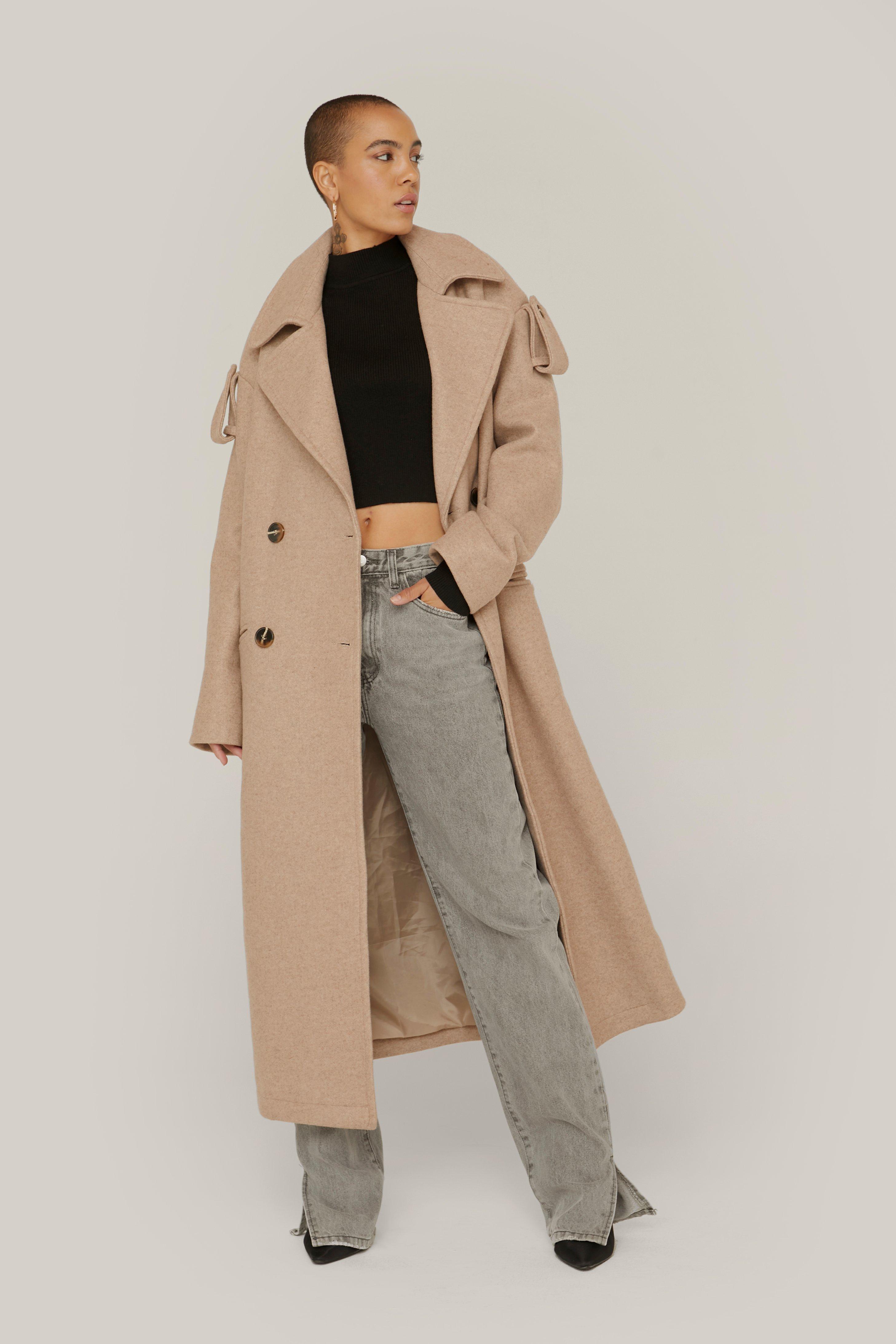 wool look trench coat