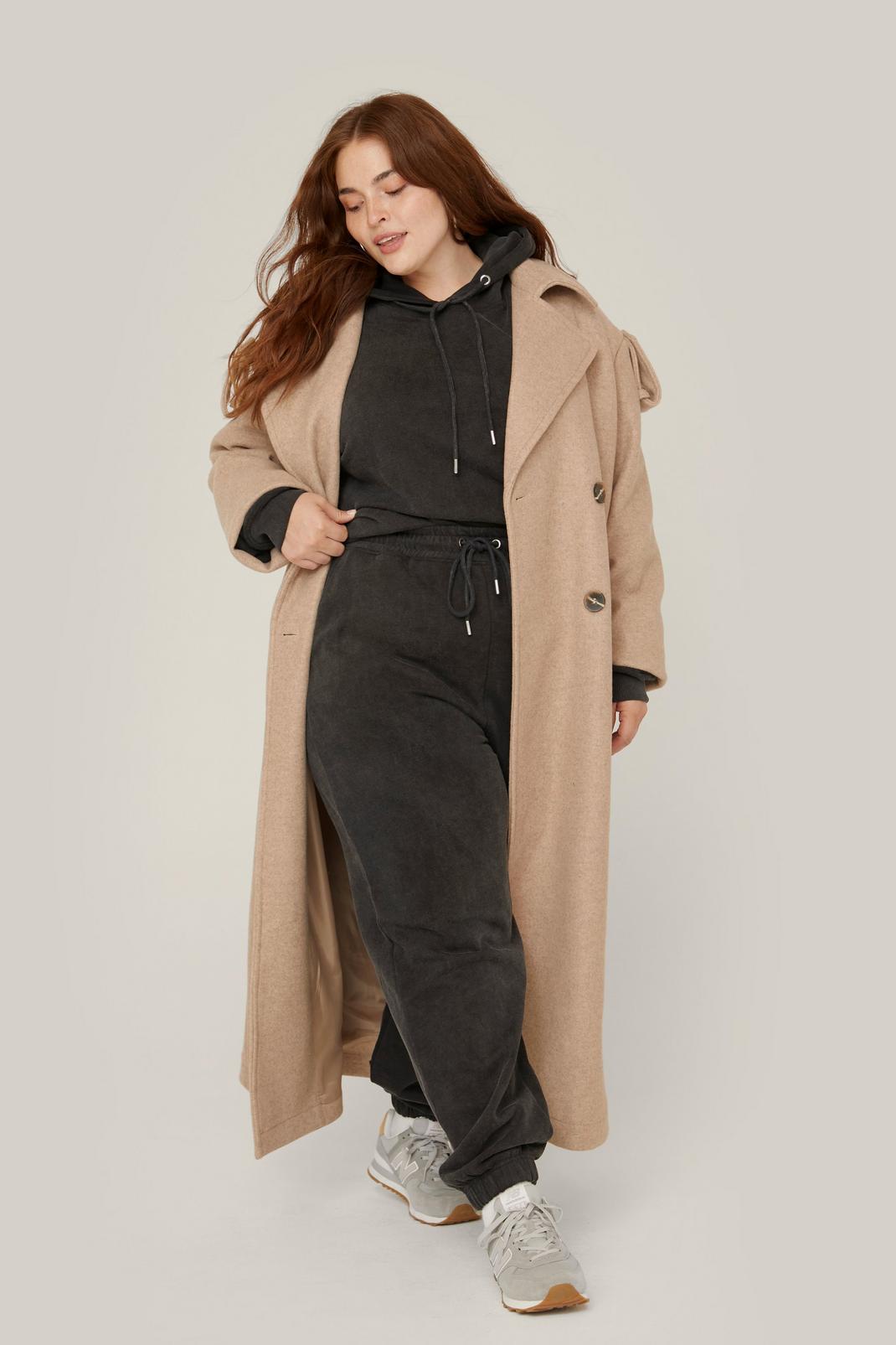 Camel Plus Size Ultimate Faux Wool Trench Coat image number 1