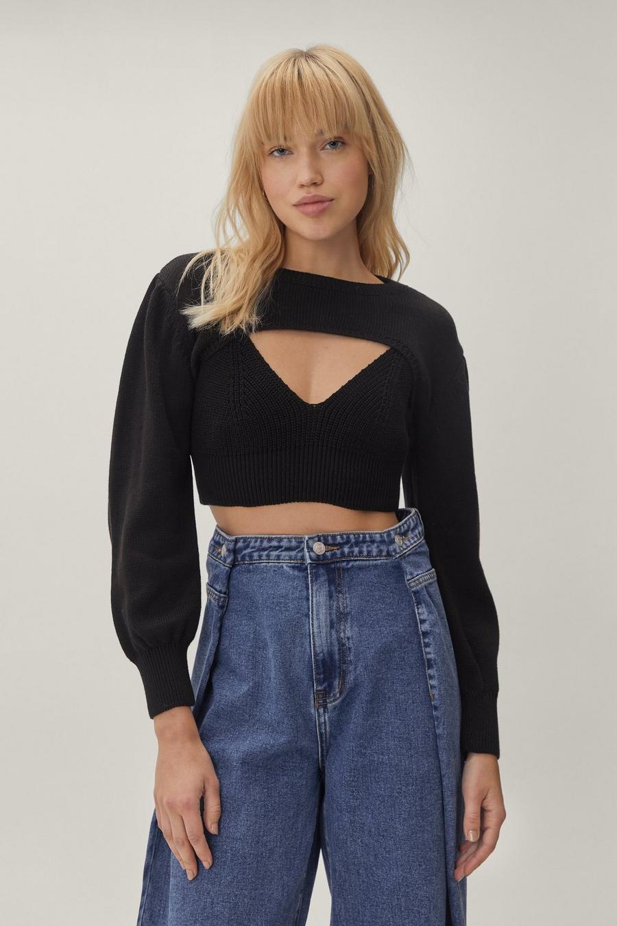 Longline Bralette and Super Cropped Sweater Set