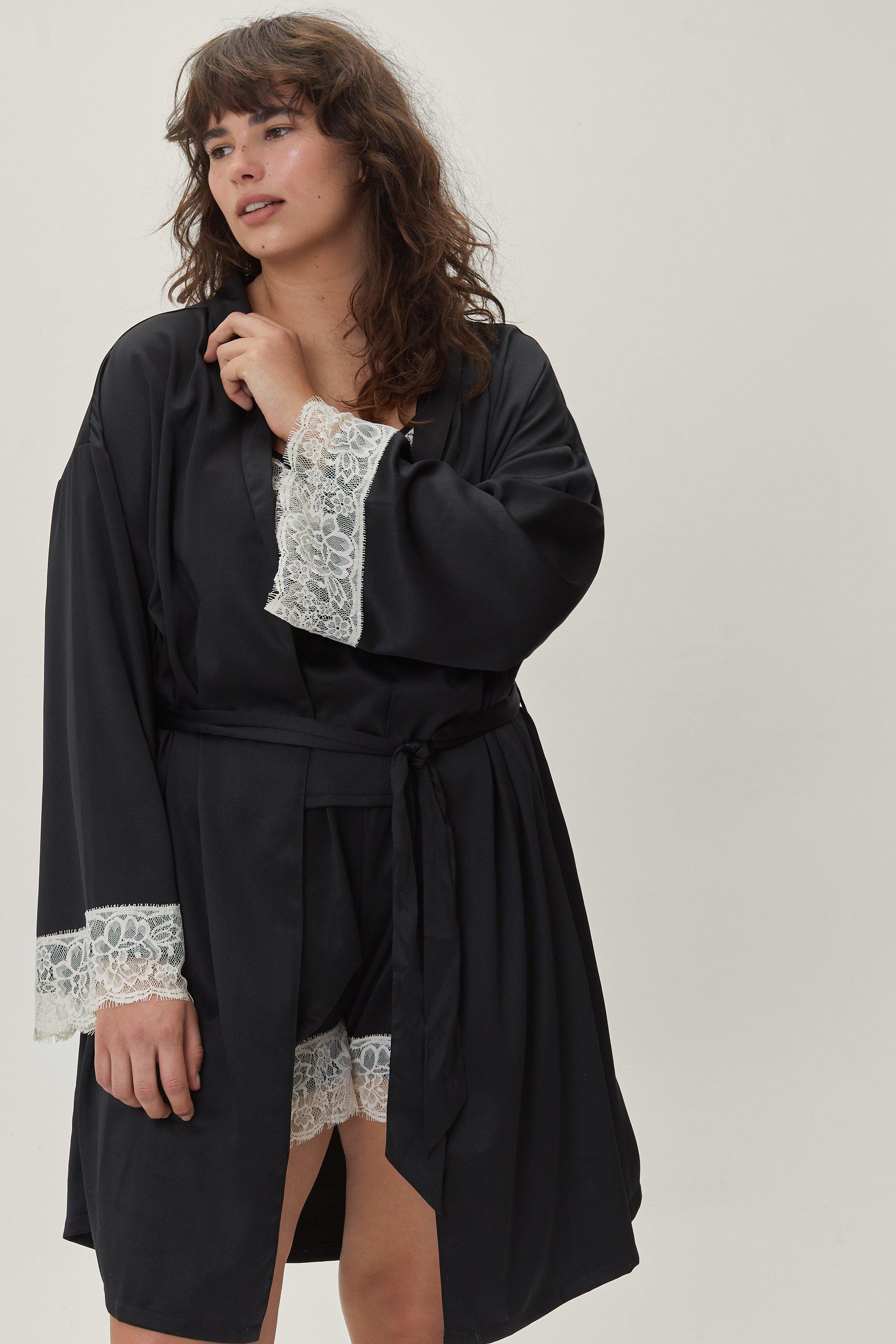 Plus size lace dressing gown sale