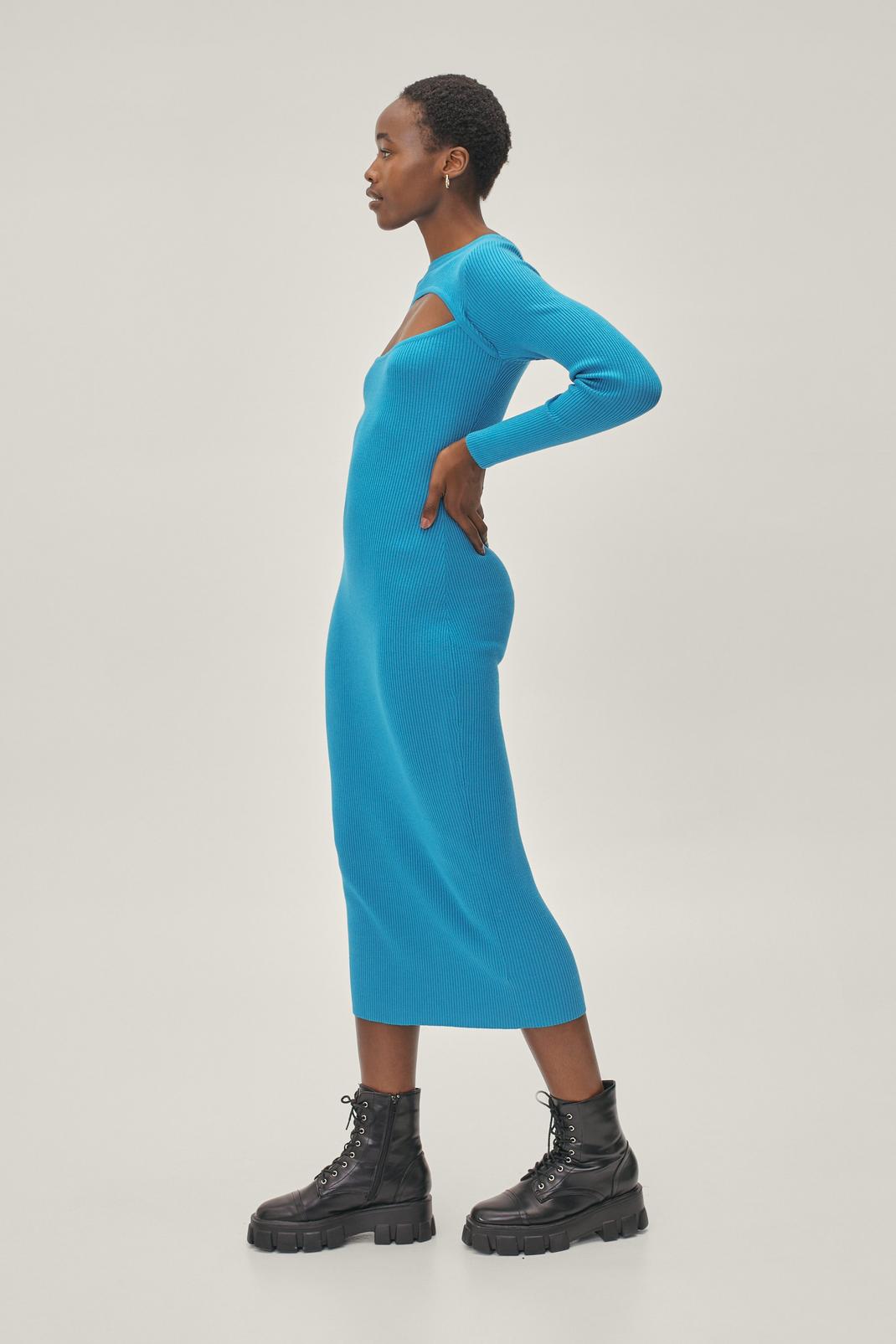 659 Cut Out 2 In 1 Knitted Top and Midi Dress image number 2