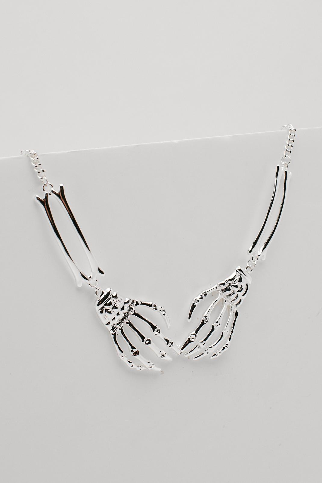 Silver Recycled Metal Skeleton Choker Necklace image number 1
