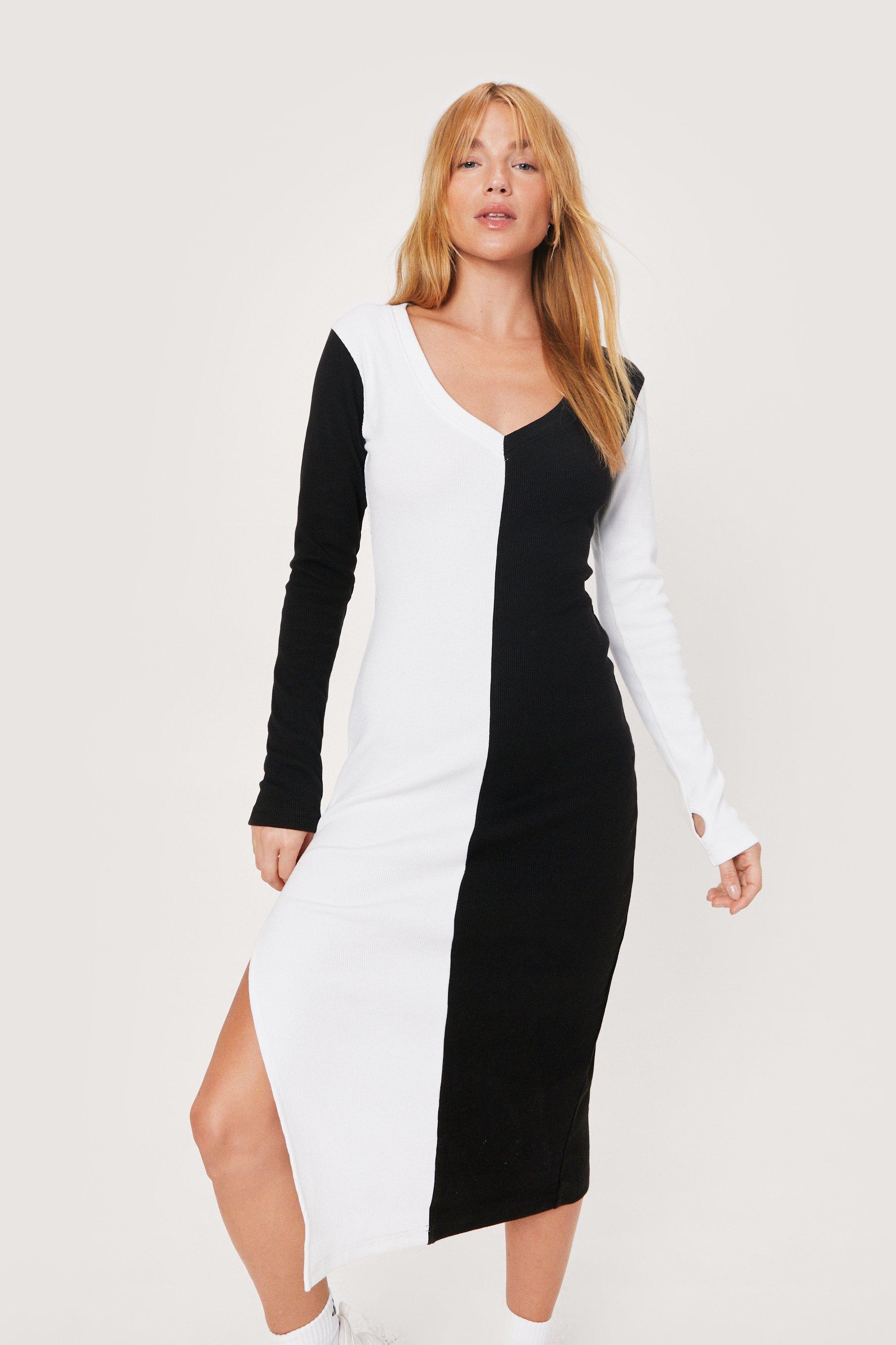 Colour block midi clearance dress