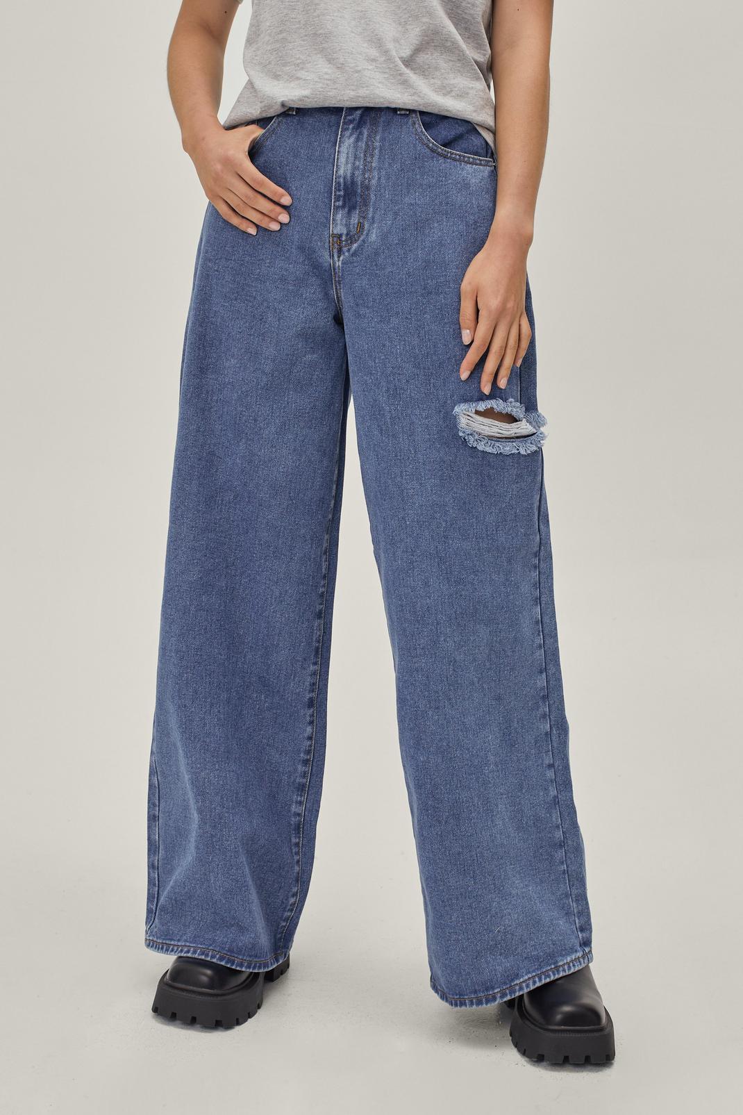 340 Distressed High Waisted Wide Leg Jeans image number 2