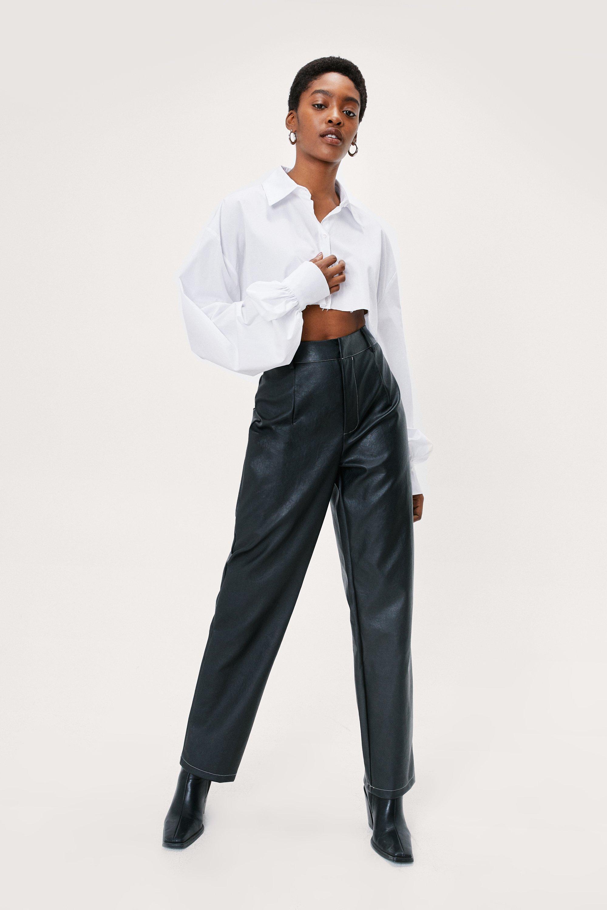 Tapered-Leg Faux Leather Pants, Regular