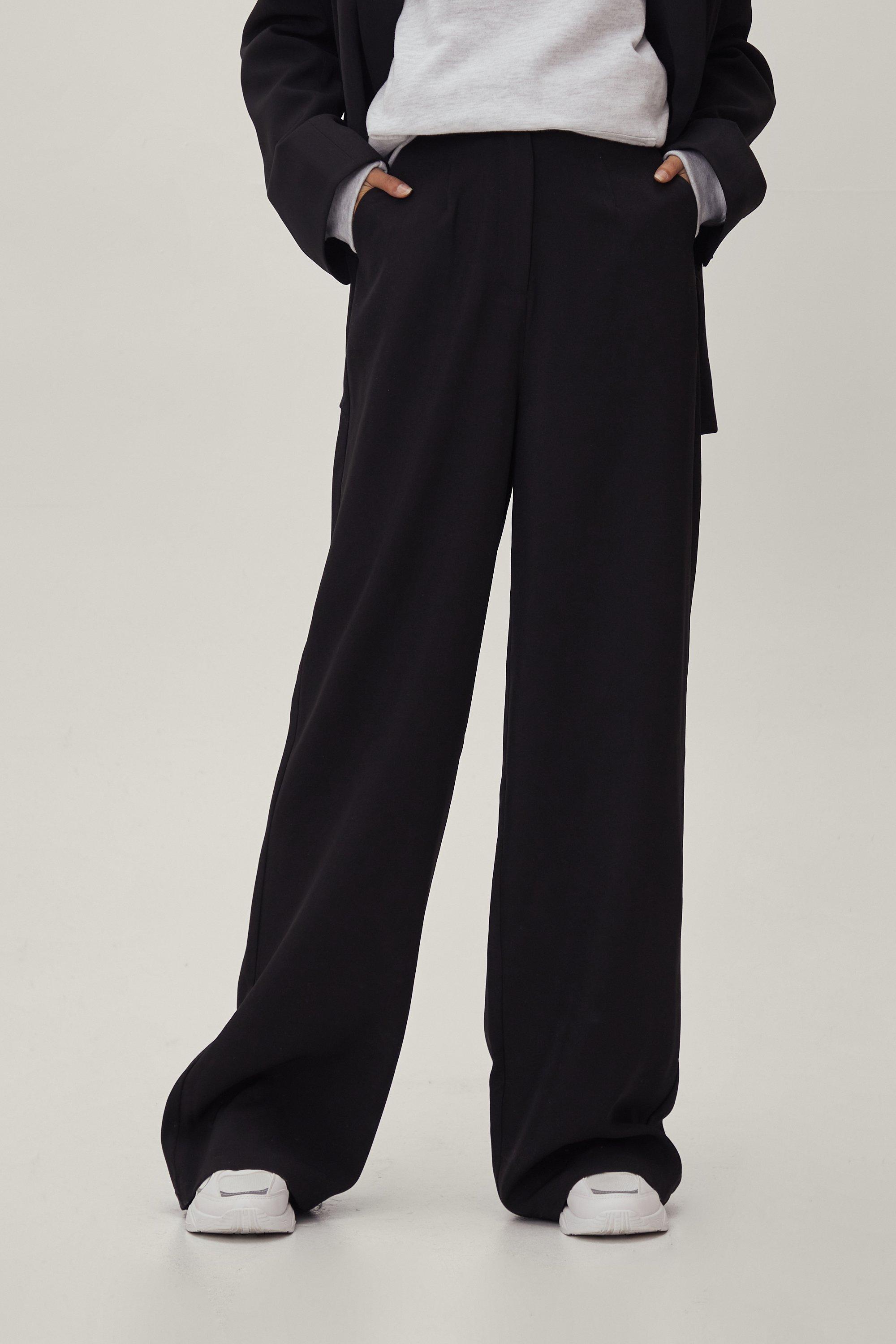 Pleated Wide Leg Suit Trousers