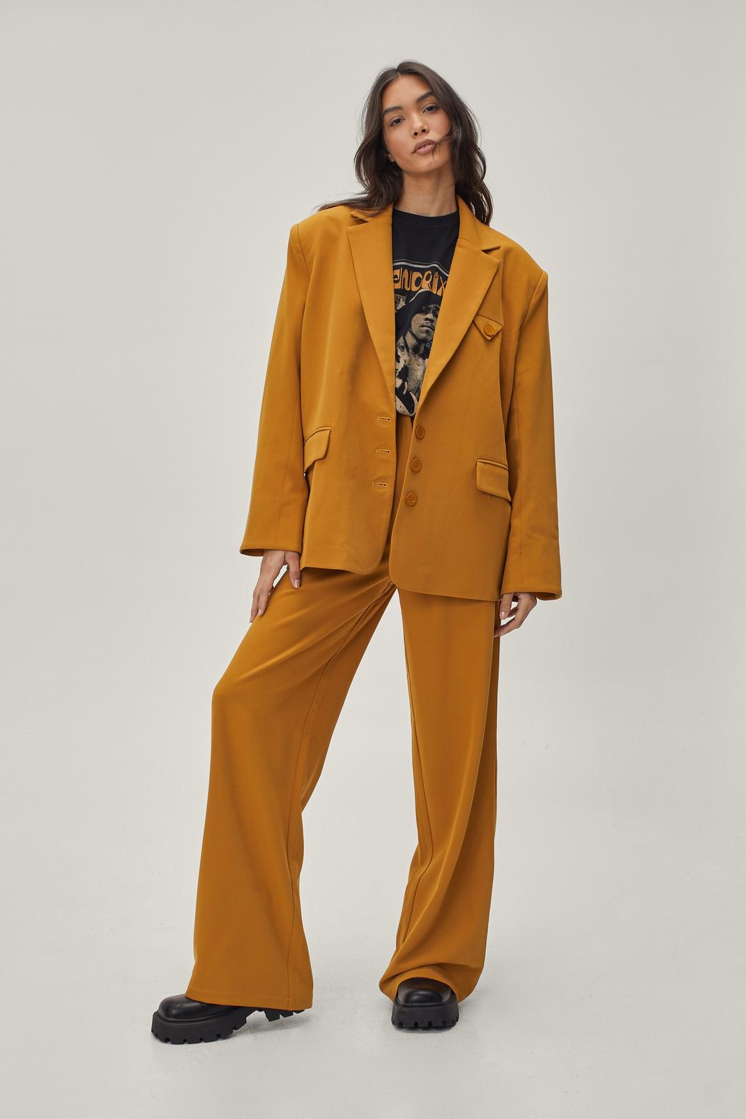 Ochre Pleated Wide Leg Suit Pants image number 1