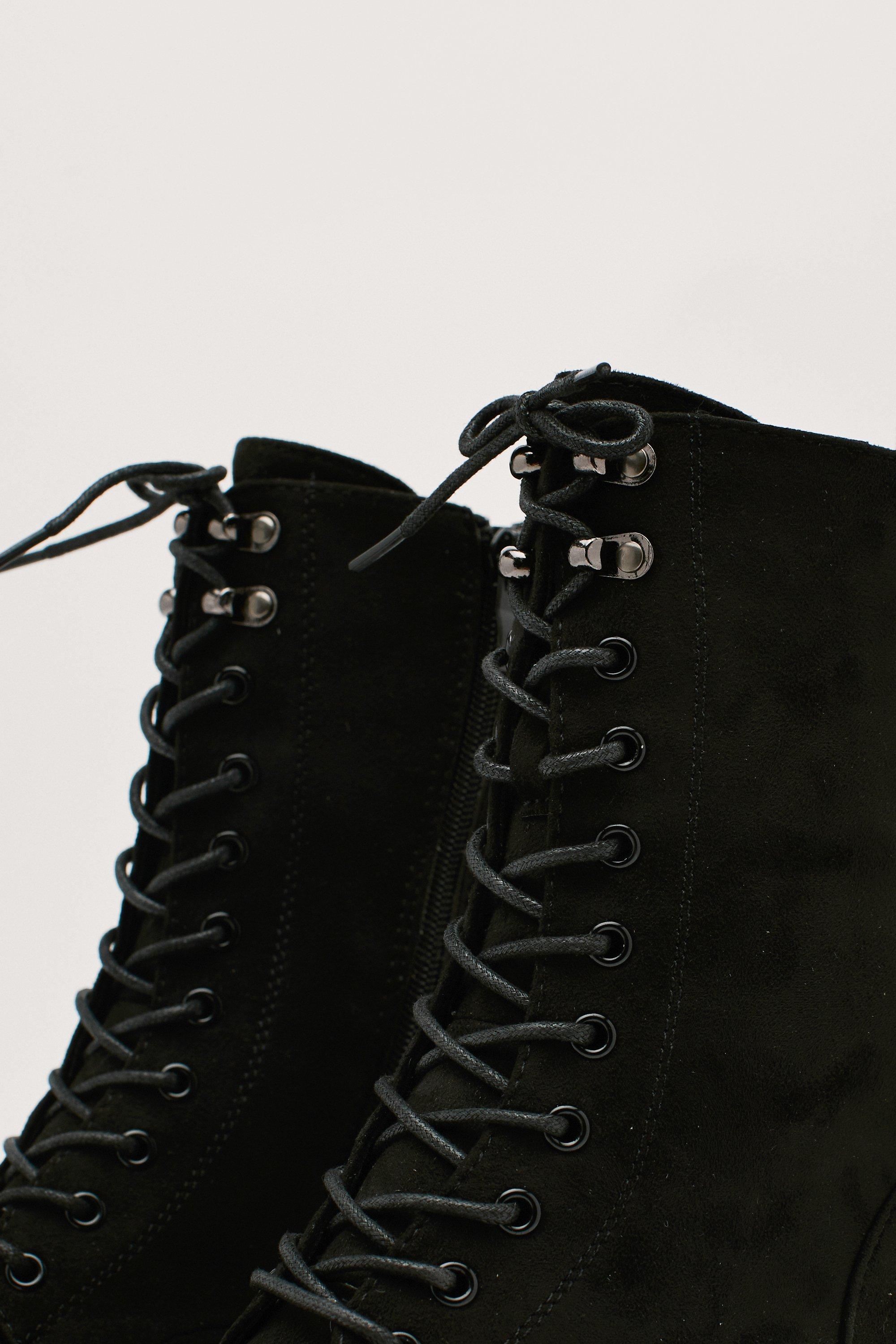 suede lace up boots black